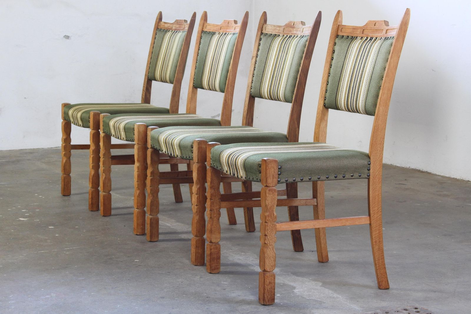 1253.0 Vintage Danish Brutalist Oak Dining Chairs, Henning Kjærnulf Style, 1960s photo