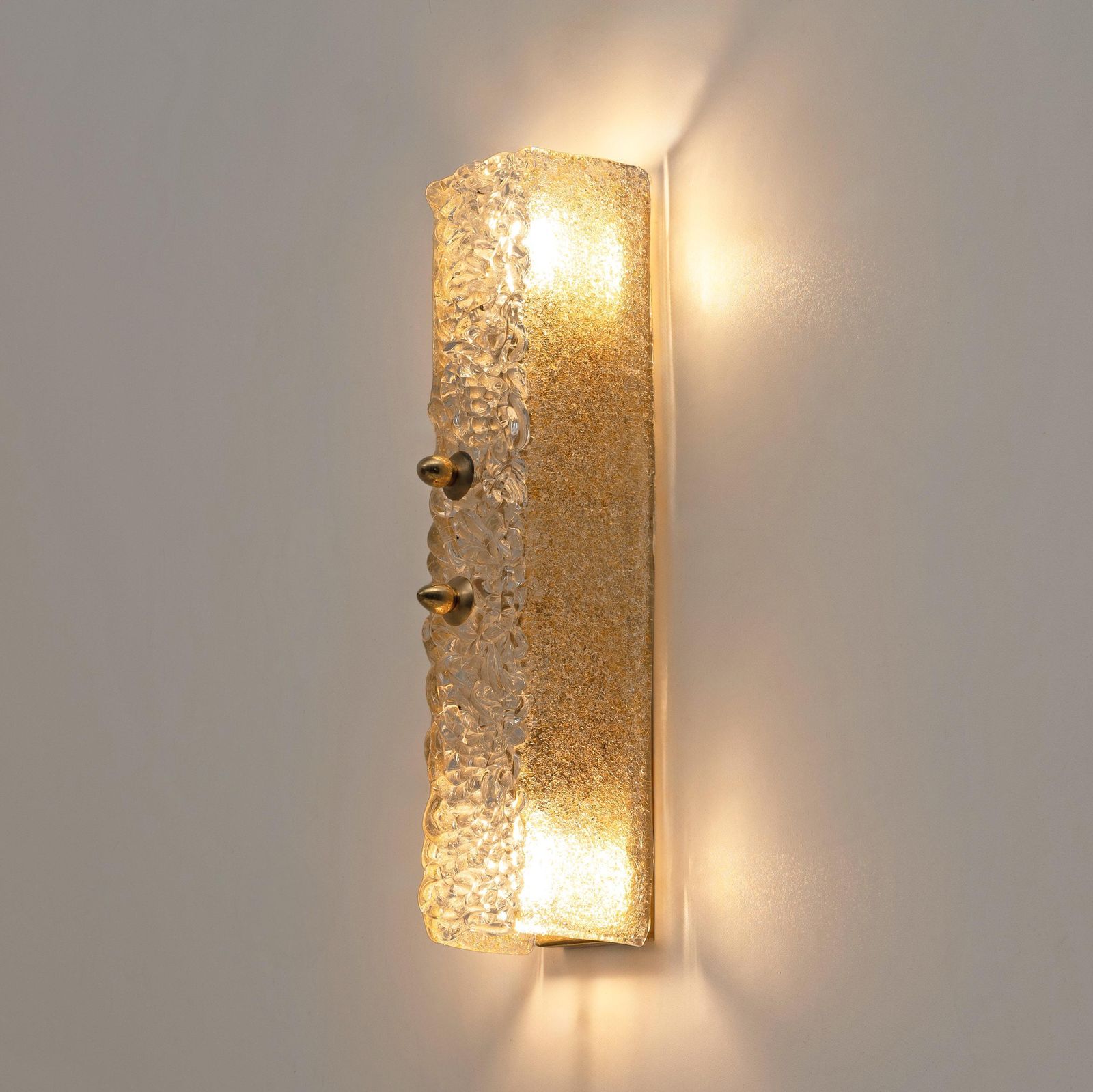 Pair Of Murano Glass Gold Graniglia And Brass Sconces photo vinterior