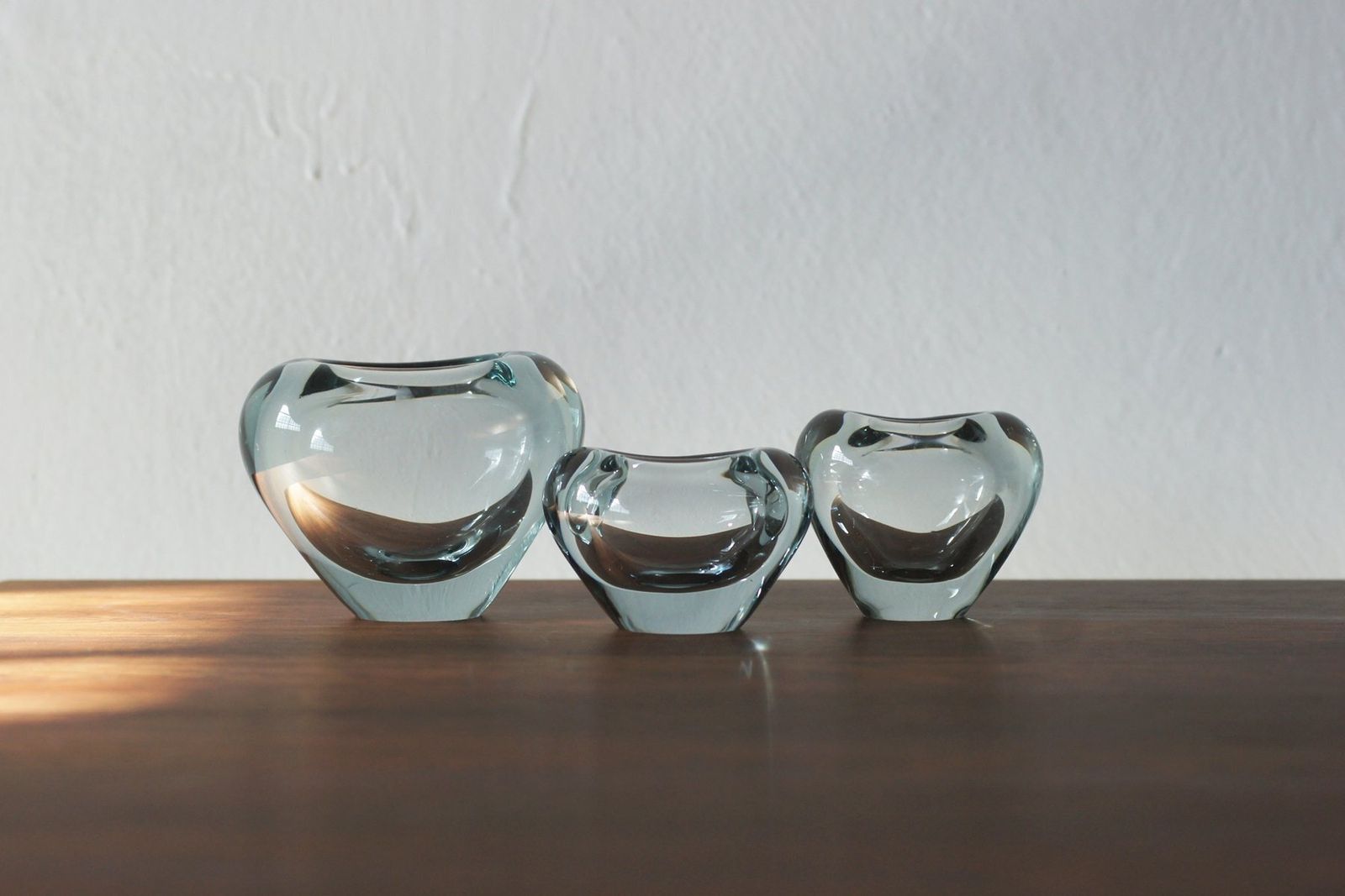 Blue Heart Vases By Per Lütken For Orrefors, Sweden, Set Of 3