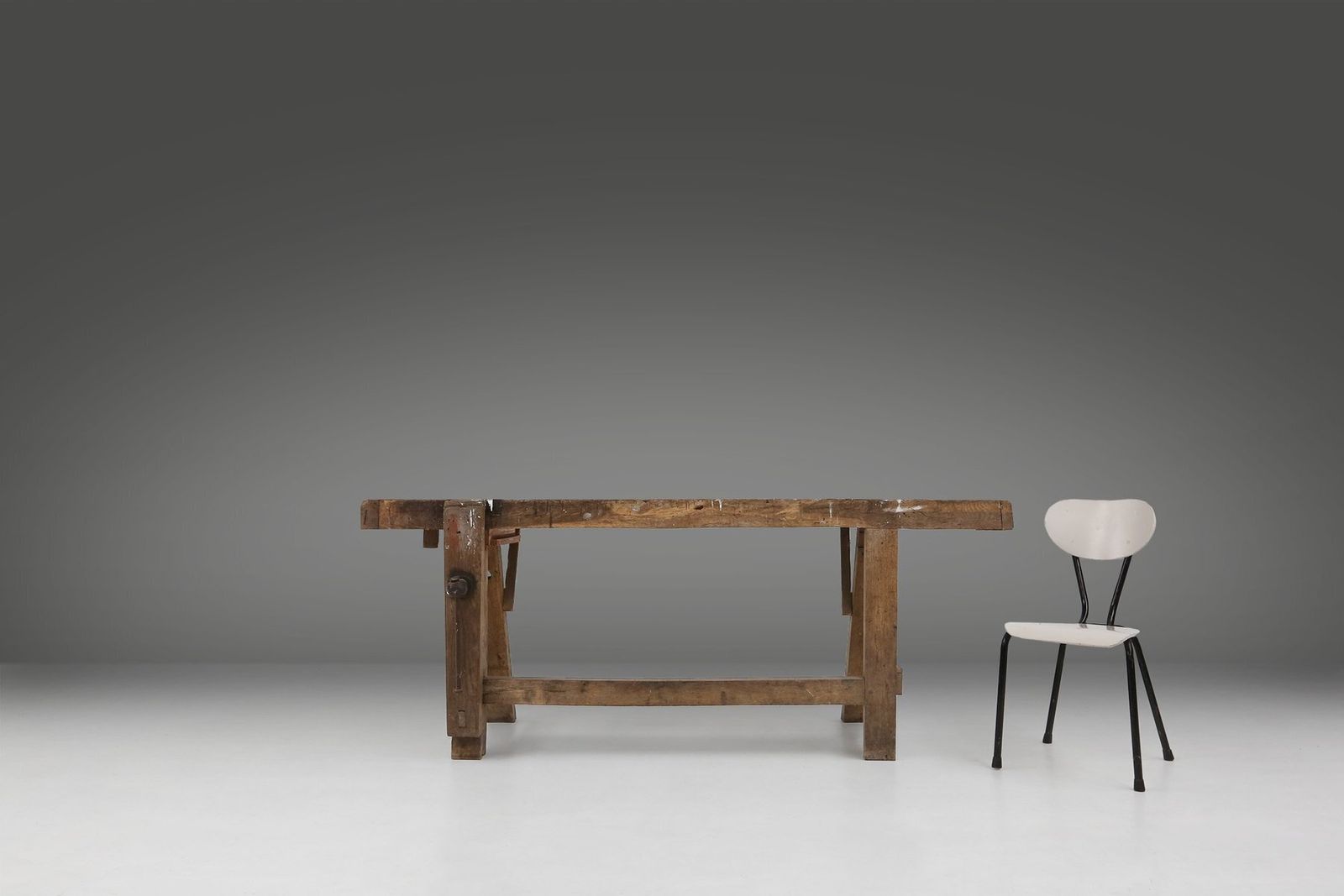 Industrial Oak Workbench, Belgium, 1900s photo Furniture