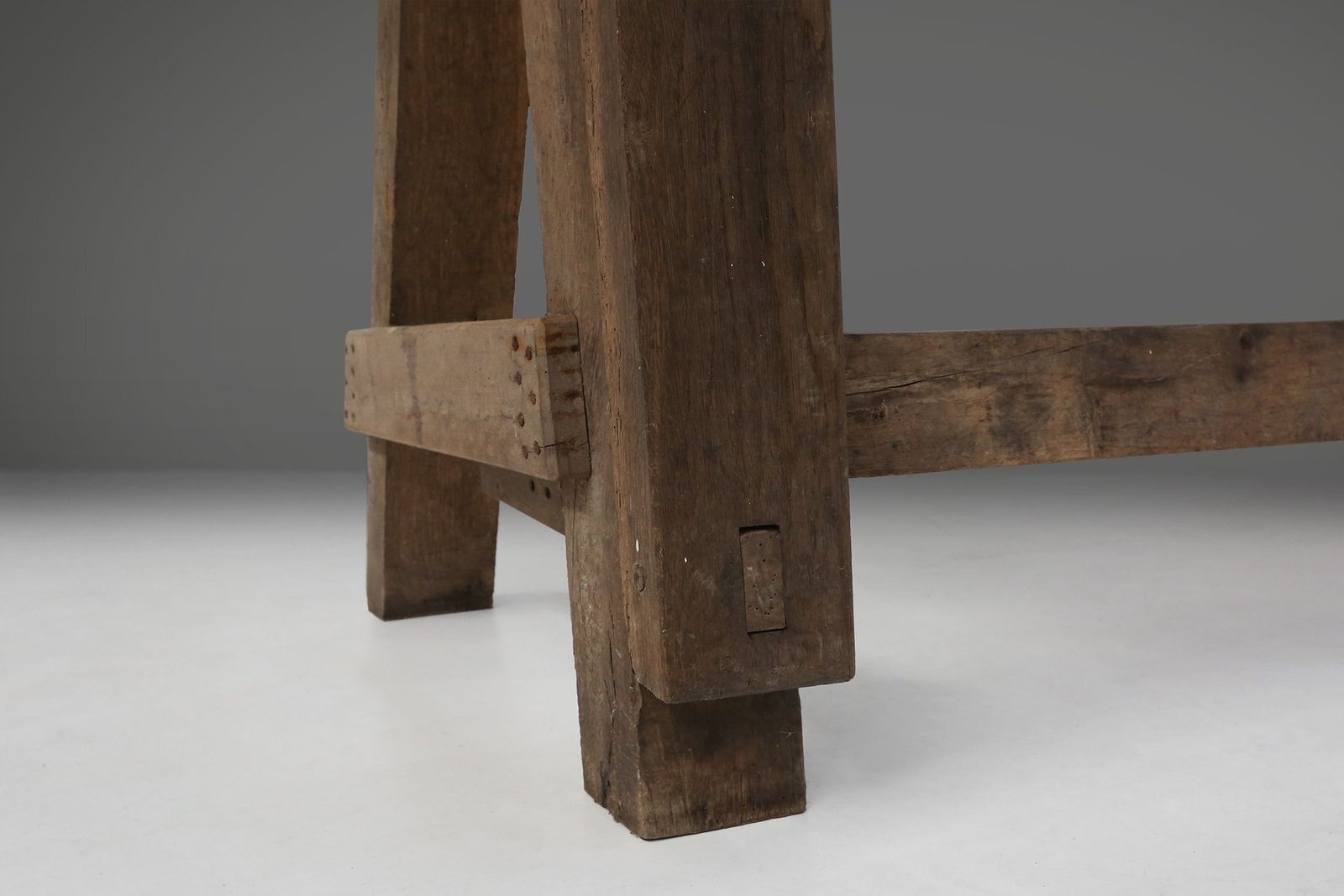 Industrial Oak Workbench, Belgium, 1900s photo vintage