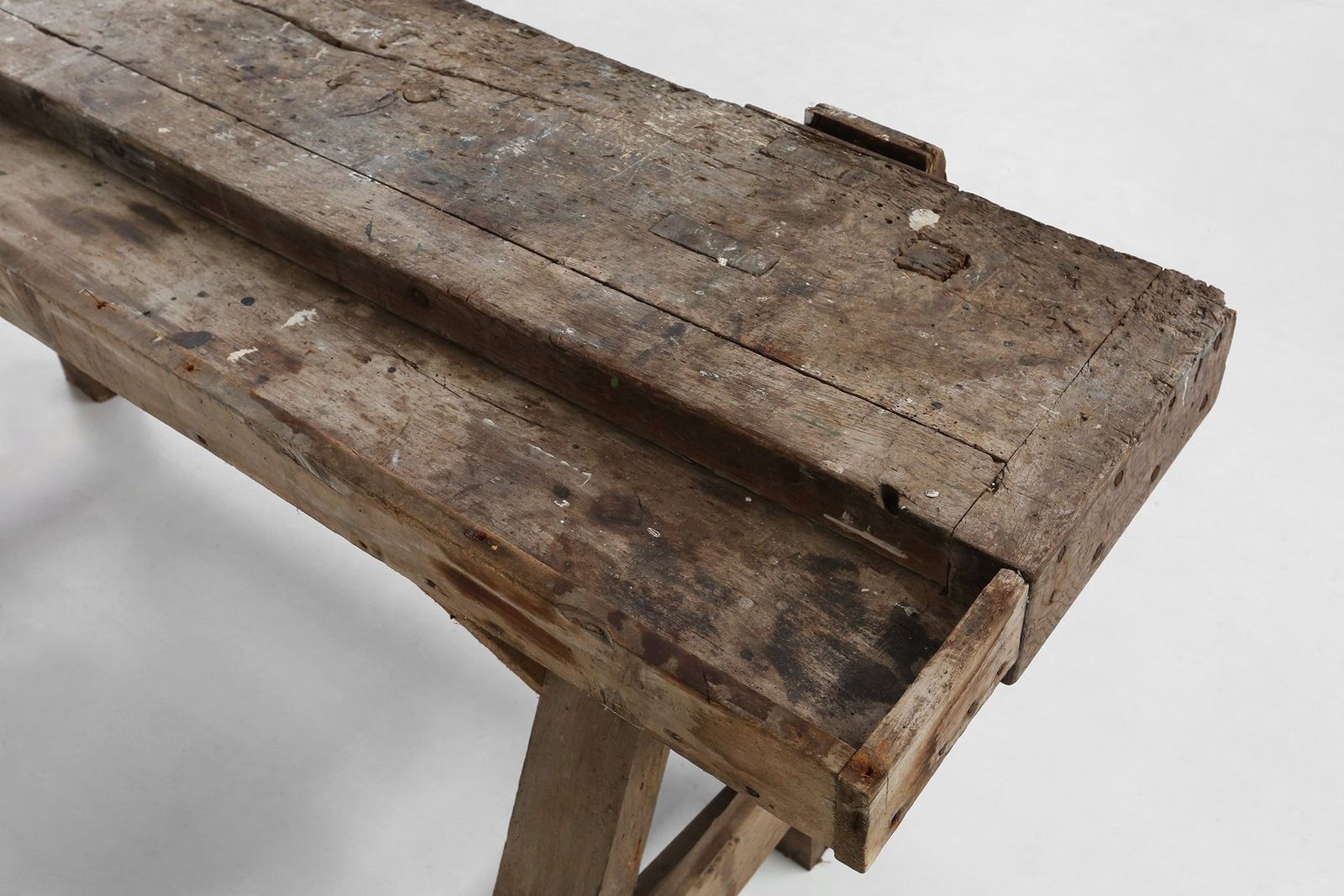 photo vinterior Industrial Oak Workbench, Belgium, 1900s