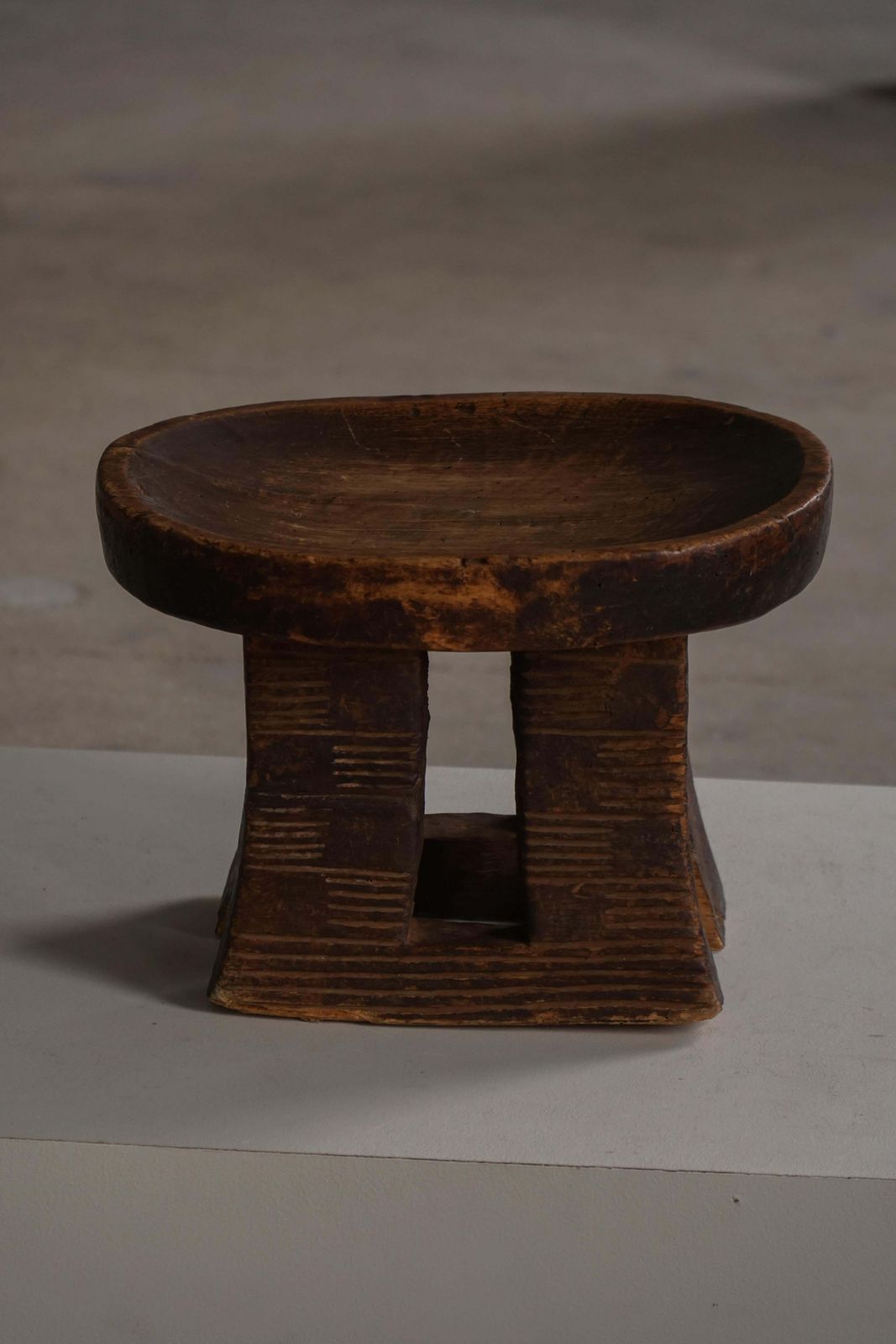 Traditional Hand Carved African Tribal Stool, Bamileke‑Style, 20th Century photo buy
