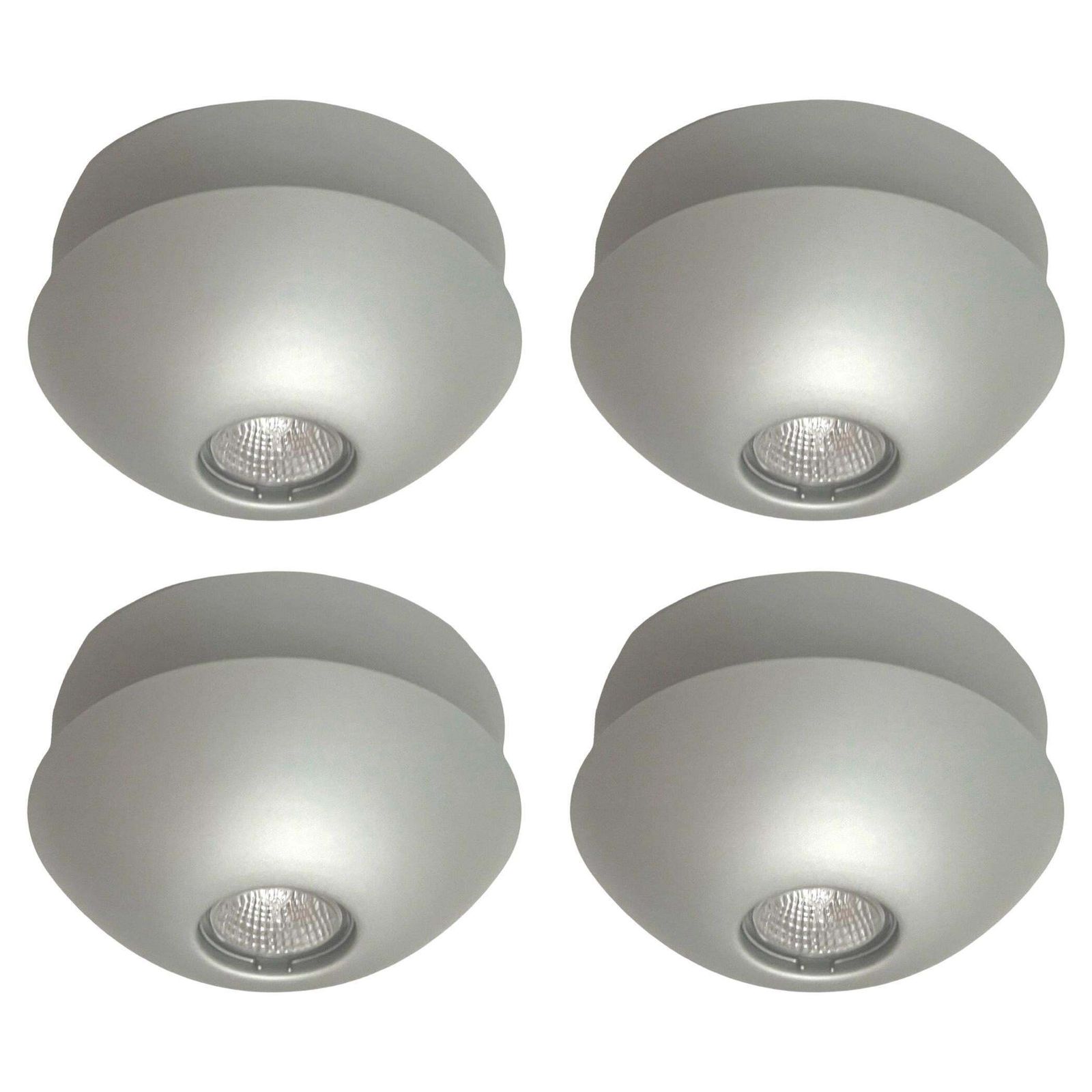 Postmodern Metal Set Of Four Halogen Flush Mounts By Blauet, Barcelona, 1980s
