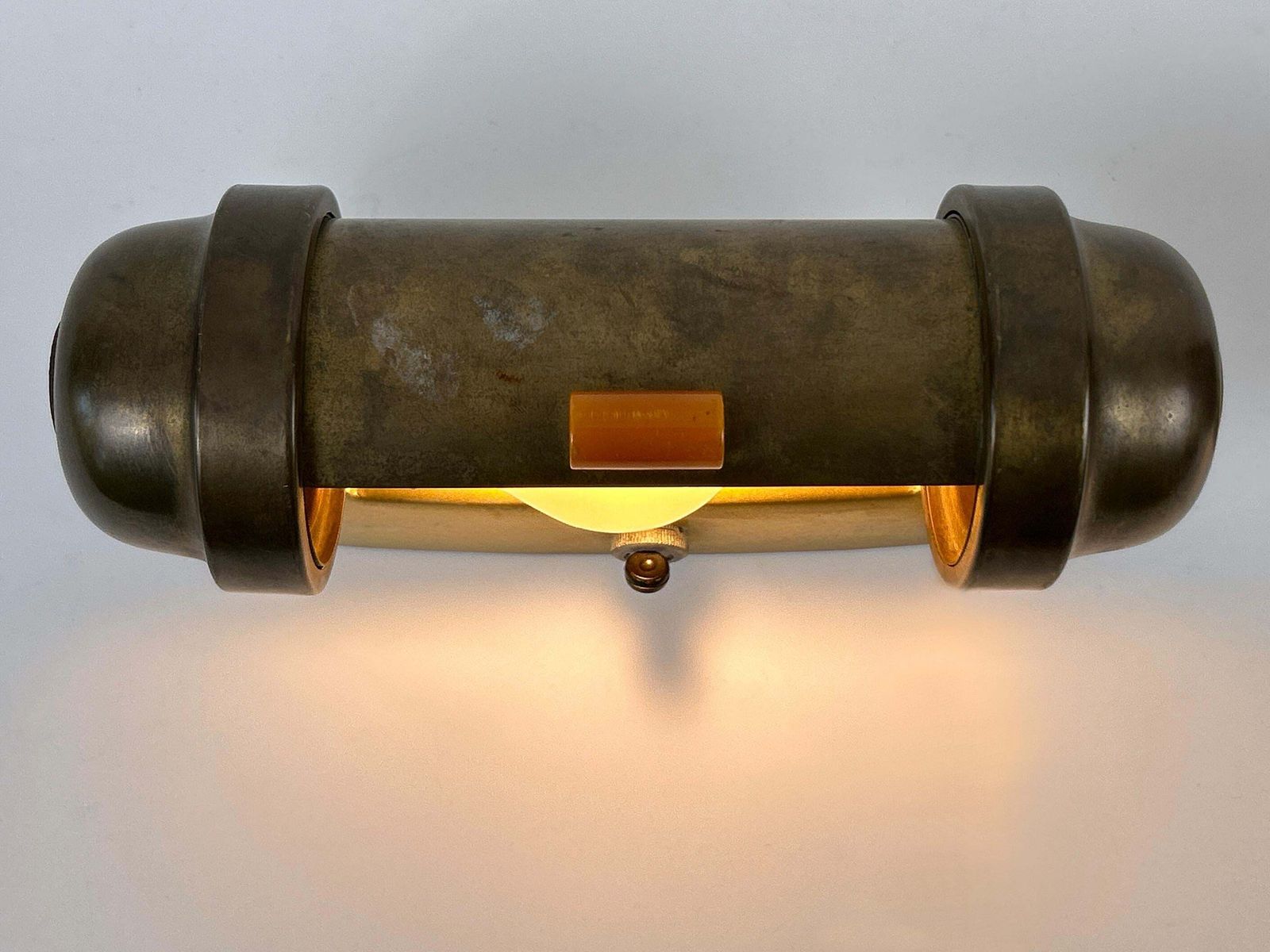 2592.0 Set Of Two Streamline Bauhaus Design Sub Marine Cabinet Sconces Germany 1930s photo