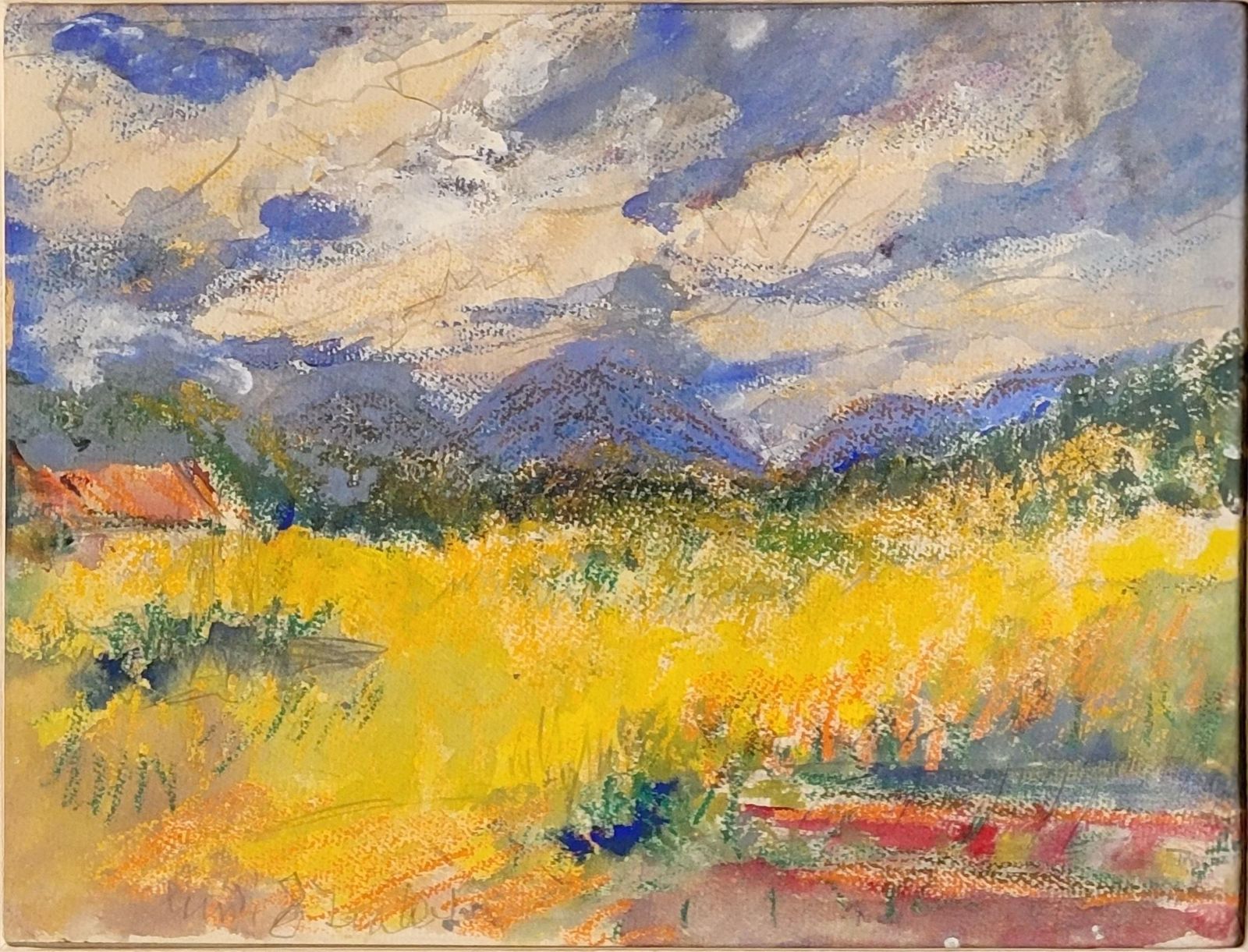 French Impressionist Landscape Painting, Framed, Antique, 42.5x50 Cm, Circa 1960s By Gabriele Ricard Cordingley photo for sale