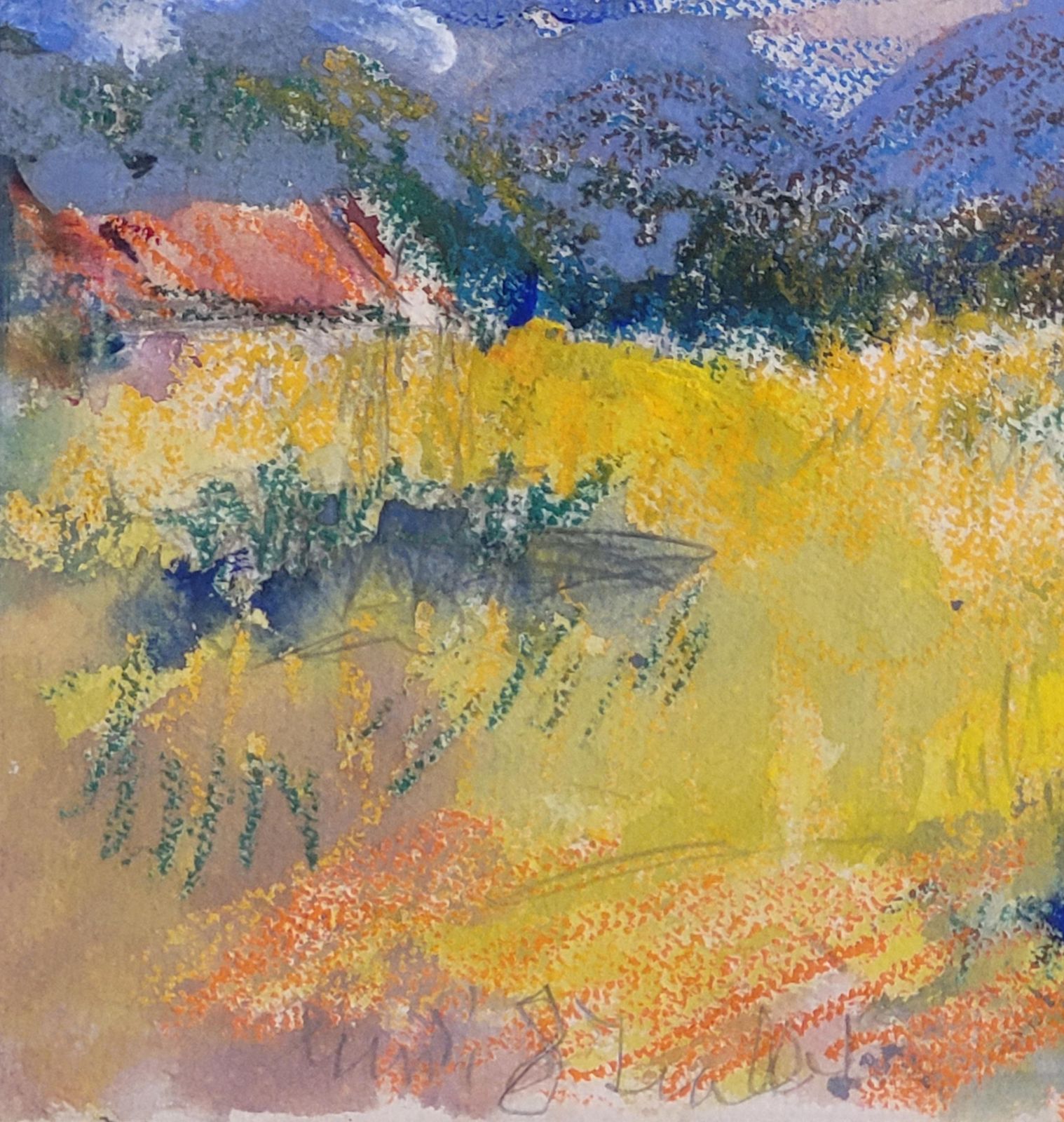 photo for sale French Impressionist Landscape Painting, Framed, Antique, 42.5x50 Cm, Circa 1960s By Gabriele Ricard Cordingley