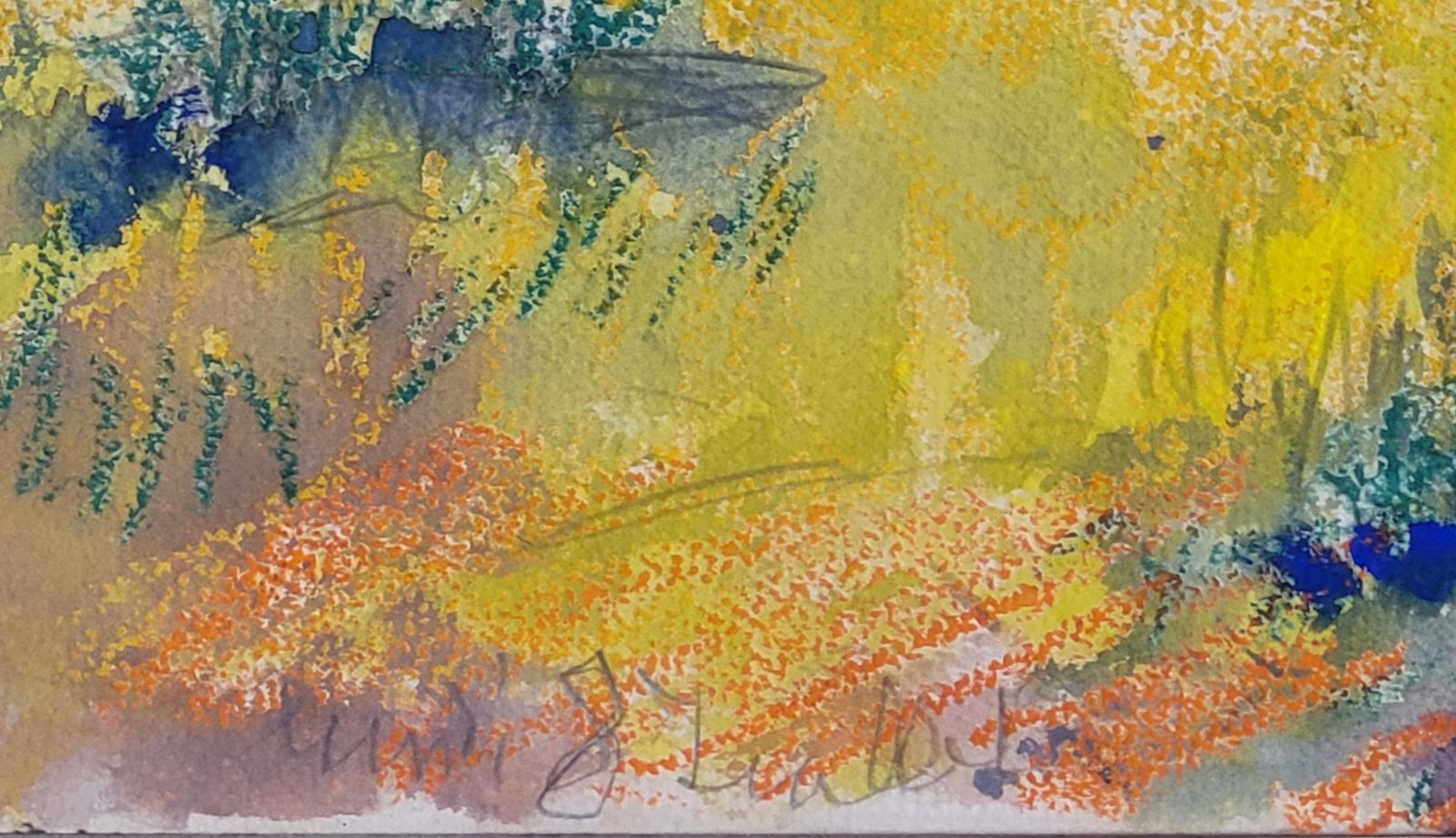 Art French Impressionist Landscape Painting, Framed, Antique, 42.5x50 Cm, Circa 1960s By Gabriele Ricard Cordingley photo