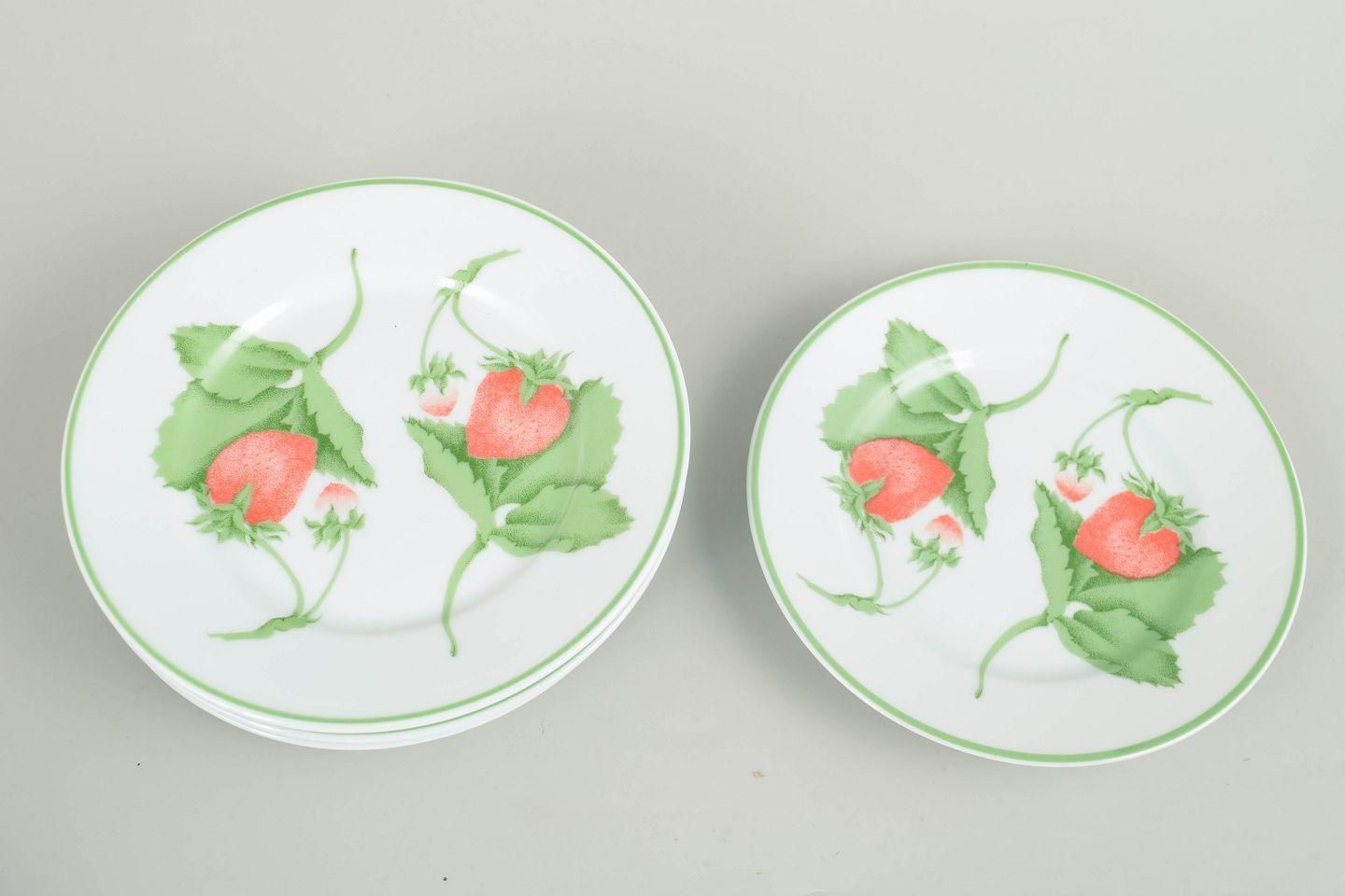 Bill Goldsmith For Limoges. Six Small Porcelain Plates. Fraise Series. 1980s photo furniture