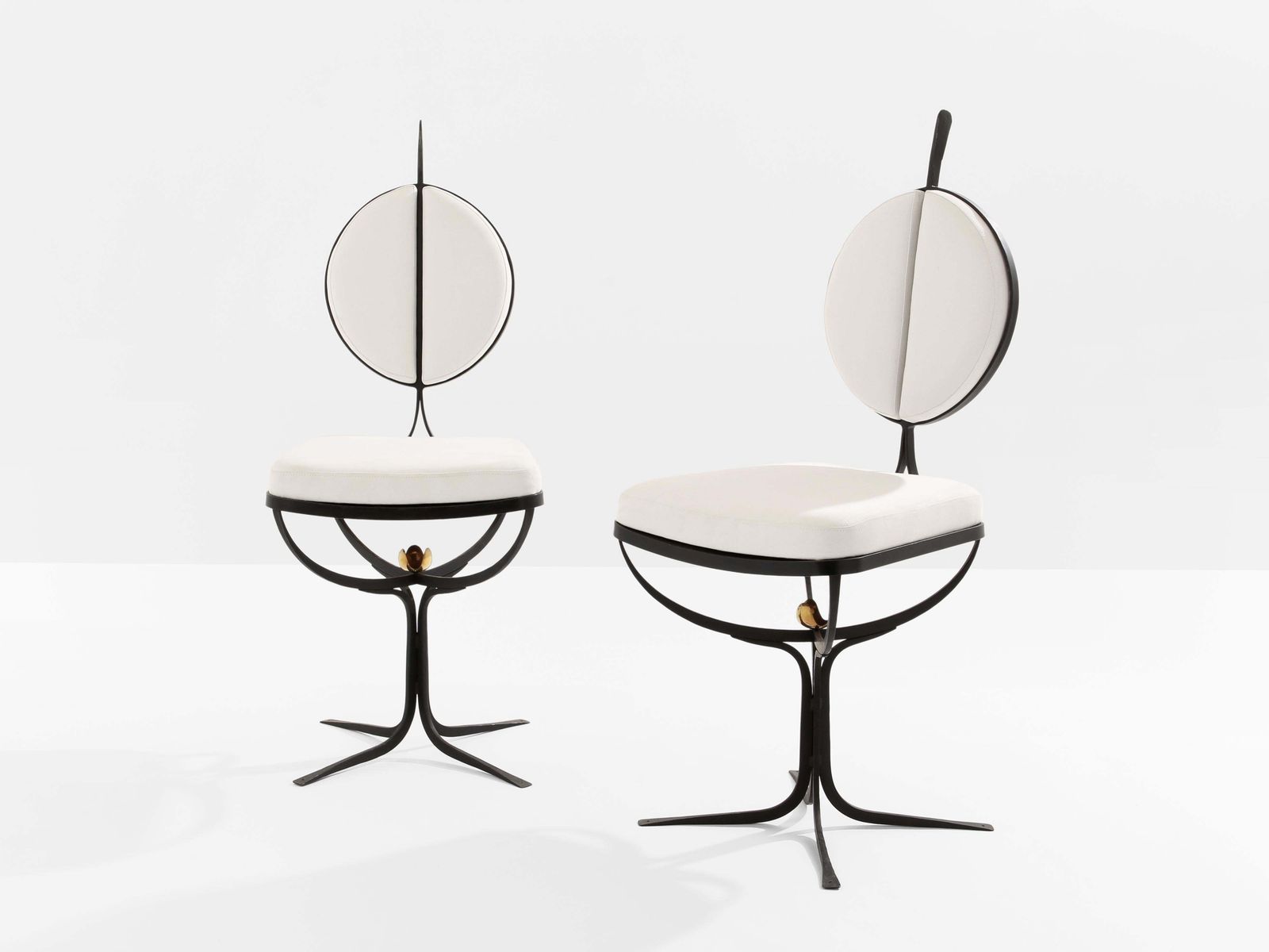Ensemble de 6 chaises brutalistes françaises en fer forgé et Alcantara, 1990 photo 32192.0