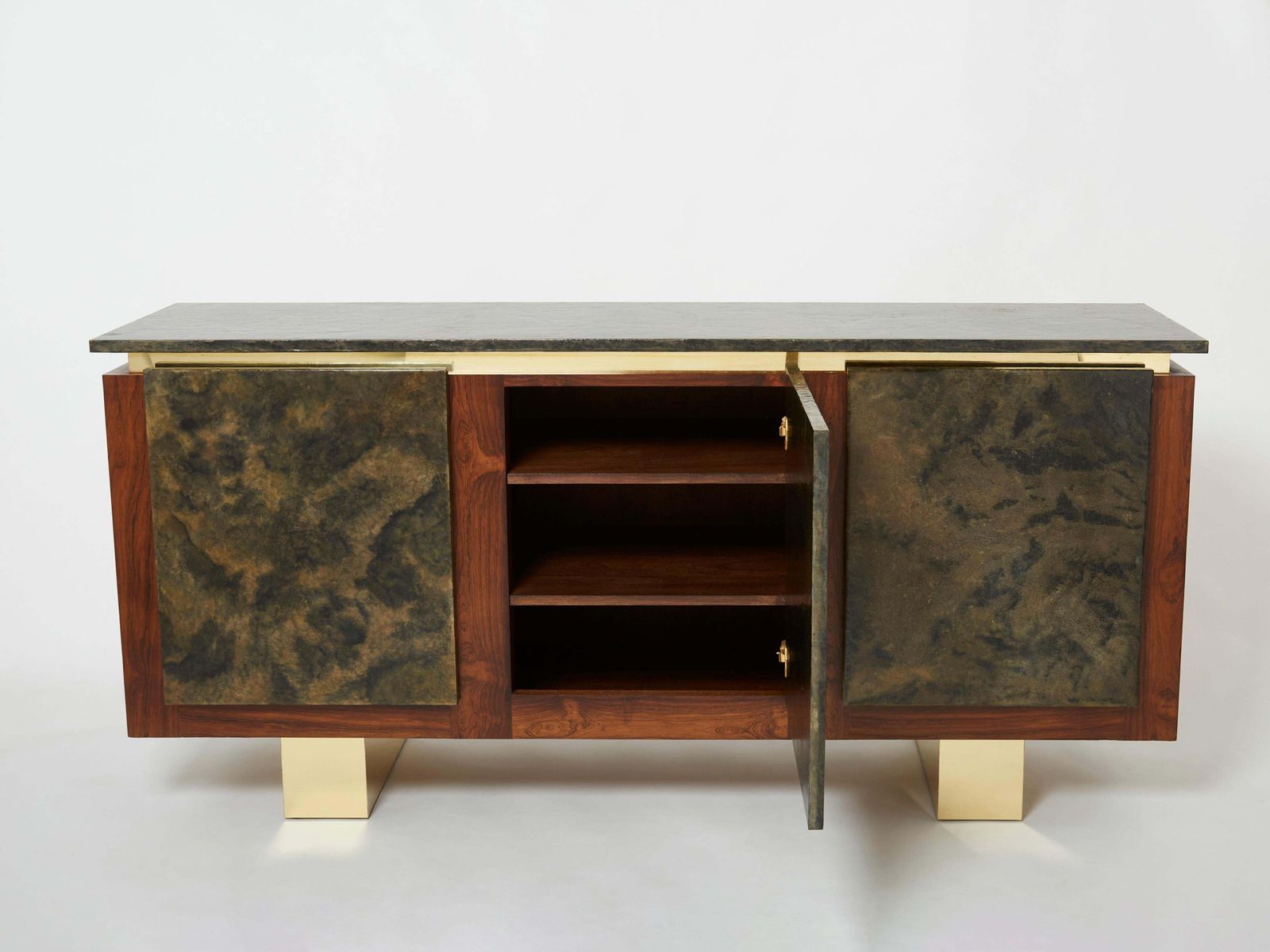photo for sale Enfilade brutaliste belge en palissandre, résine et laiton, 1970