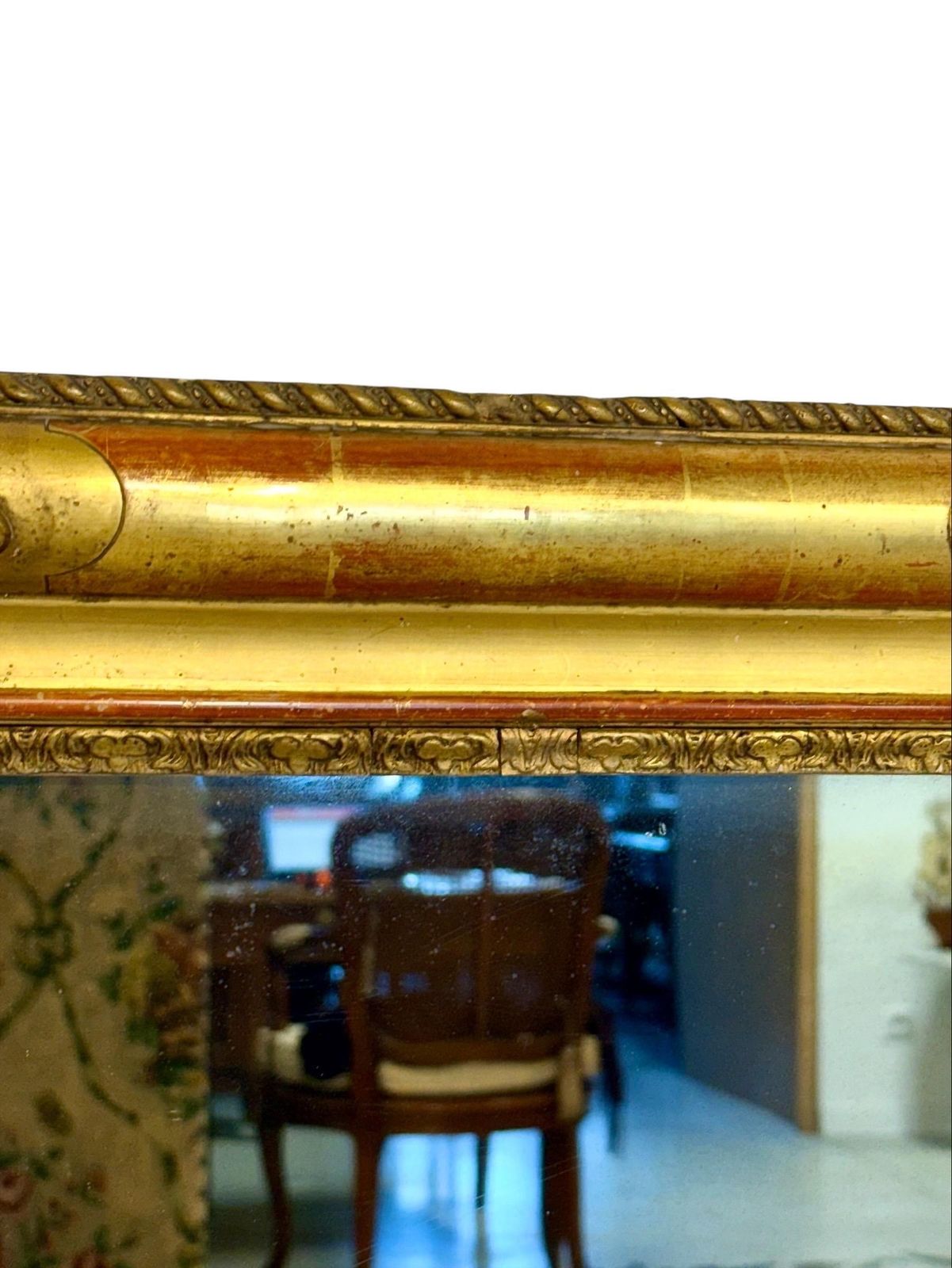 Large French Napoleon III Giltwood Mirror With Floral Carved Frame photo 1974.0