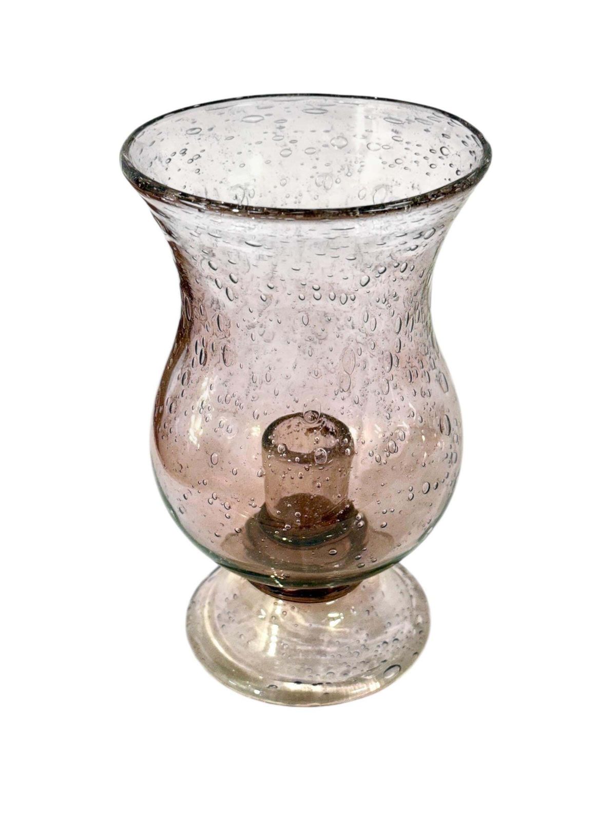 photo for sale Pair Of French Biot Bubble Glass Hurricane Candle Holders