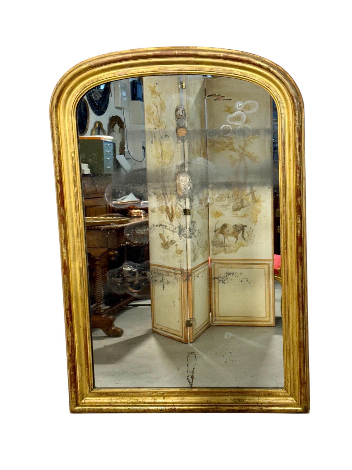 photo vintage 19th Century French Giltwood Mirror With Original Mercury Glass