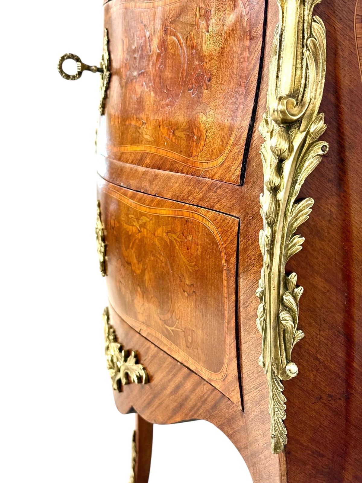 Louis XV Style Marquetry Commode With Breche Marble Top, France 19th Century photo buy