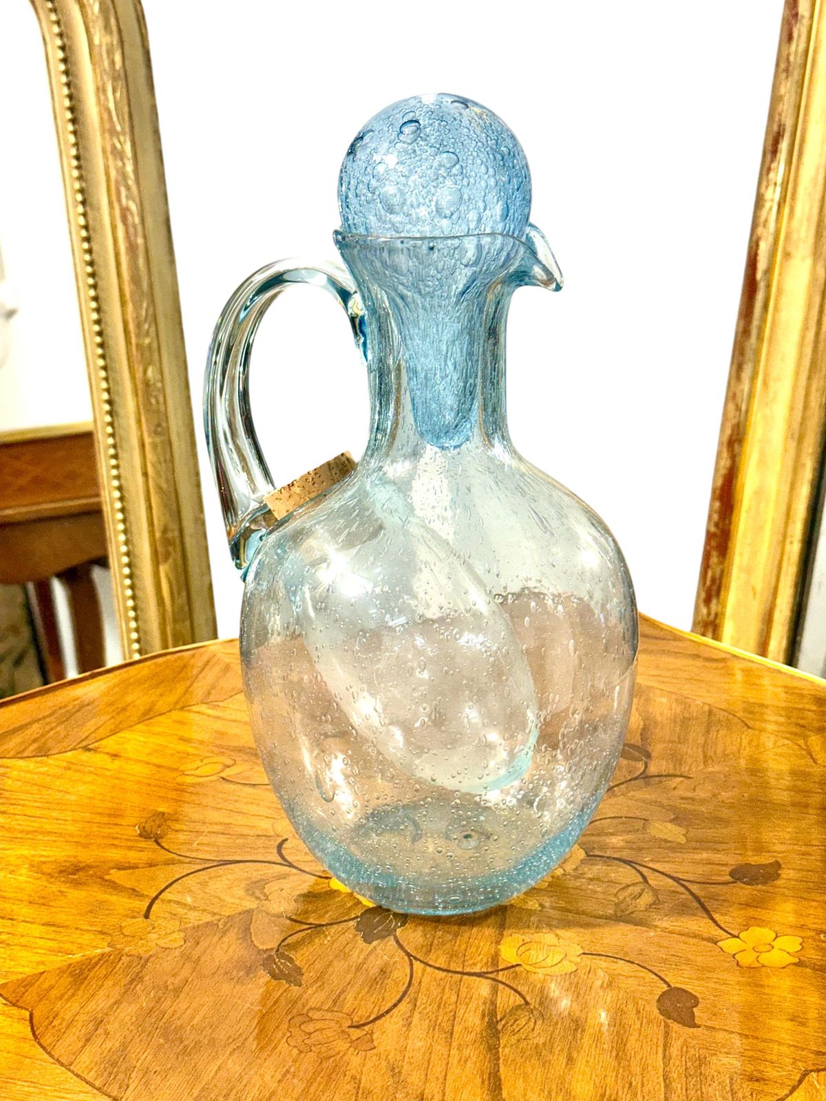 Large Biot Glass Carafe With Internal Ice Reservoir, France, Circa 1950 photo for sale