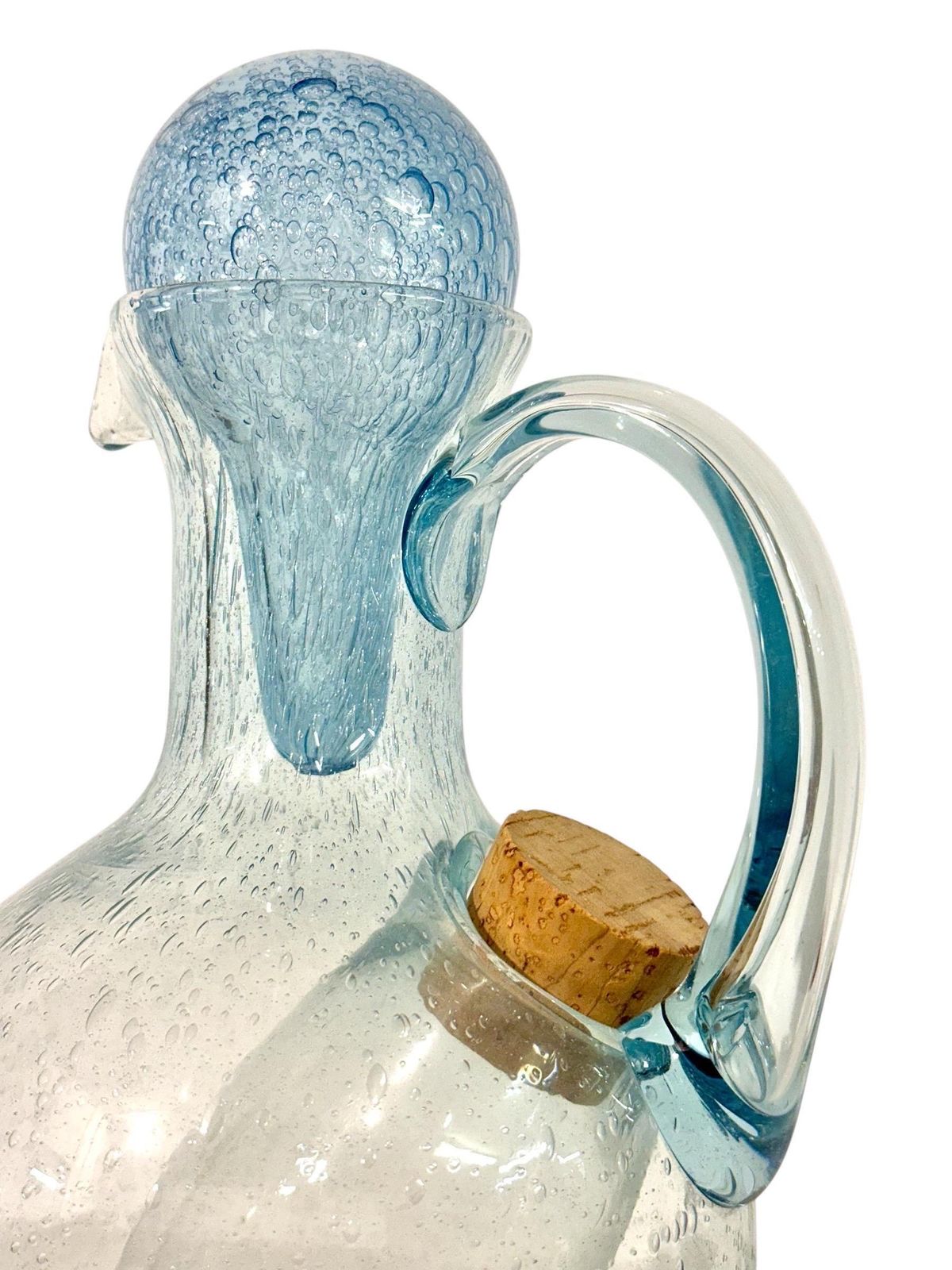 photo vintage Large Biot Glass Carafe With Internal Ice Reservoir, France, Circa 1950