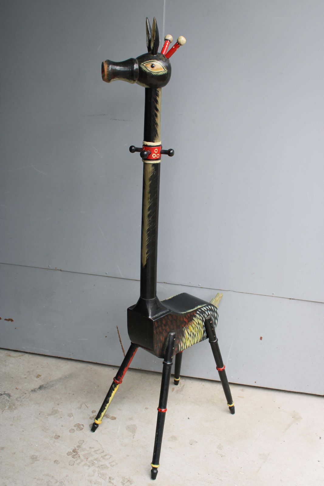 Children's Coat Rack 1950 Giraffe Lacquered Wood 1950 Italy Enzo Mari Danese photo Furniture
