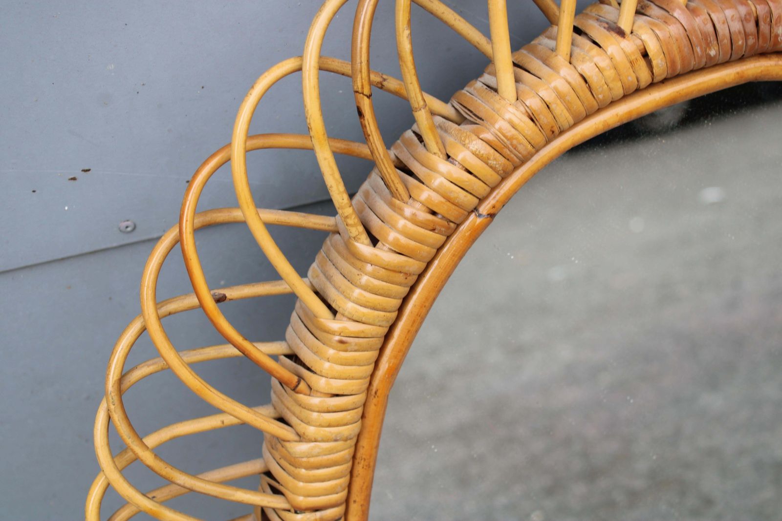 Franco Albini 1950 Woven Bamboo Wall Mirror photo vinterior