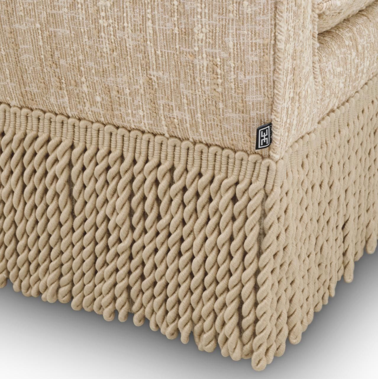 Contemporary Fringed Chair In Bouclé Sonata Cream photo vintage
