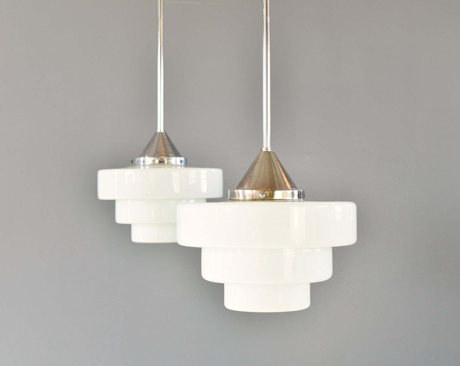 Art Deco Opaline Lights By Edison Circa 1930s