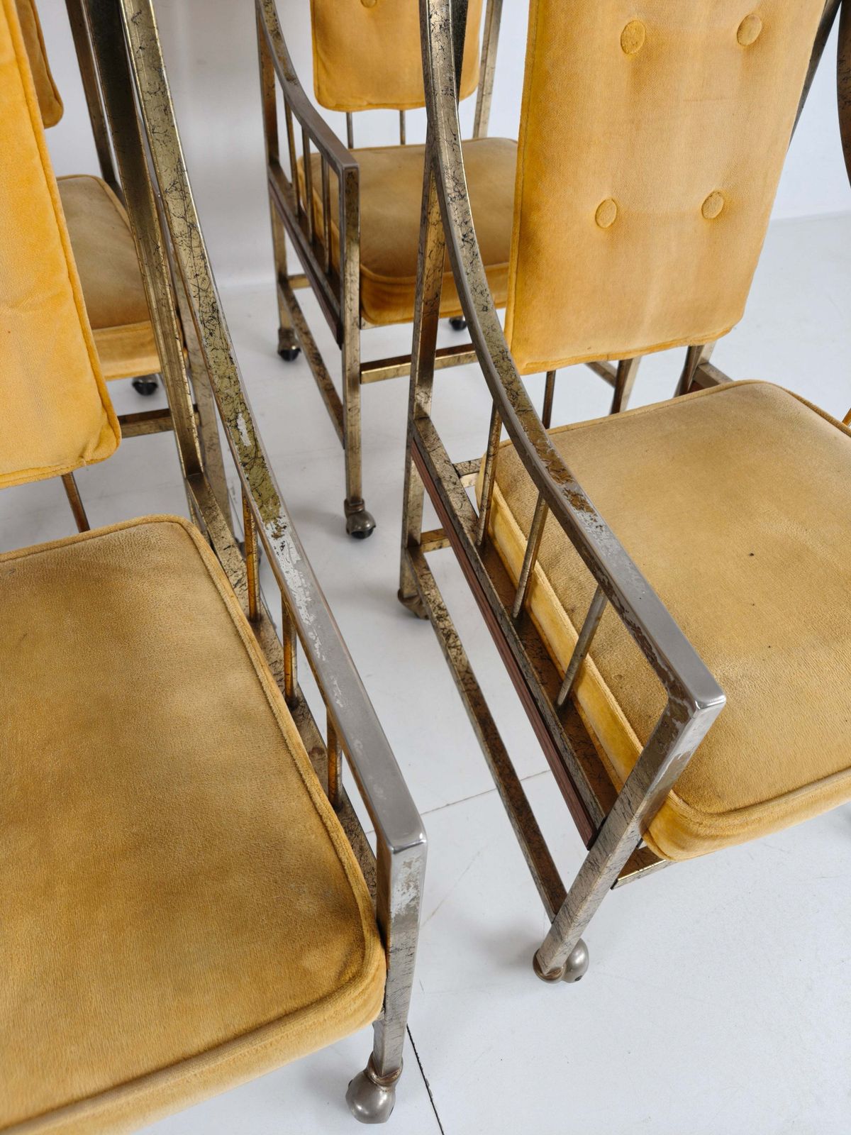 Unique Set Of Mid Century Style Dining And Lounge Chairs – Gilded, Made Between 1940 1948 By Flanders Industries Inc, Fort Smith, Arkansas photo for sale