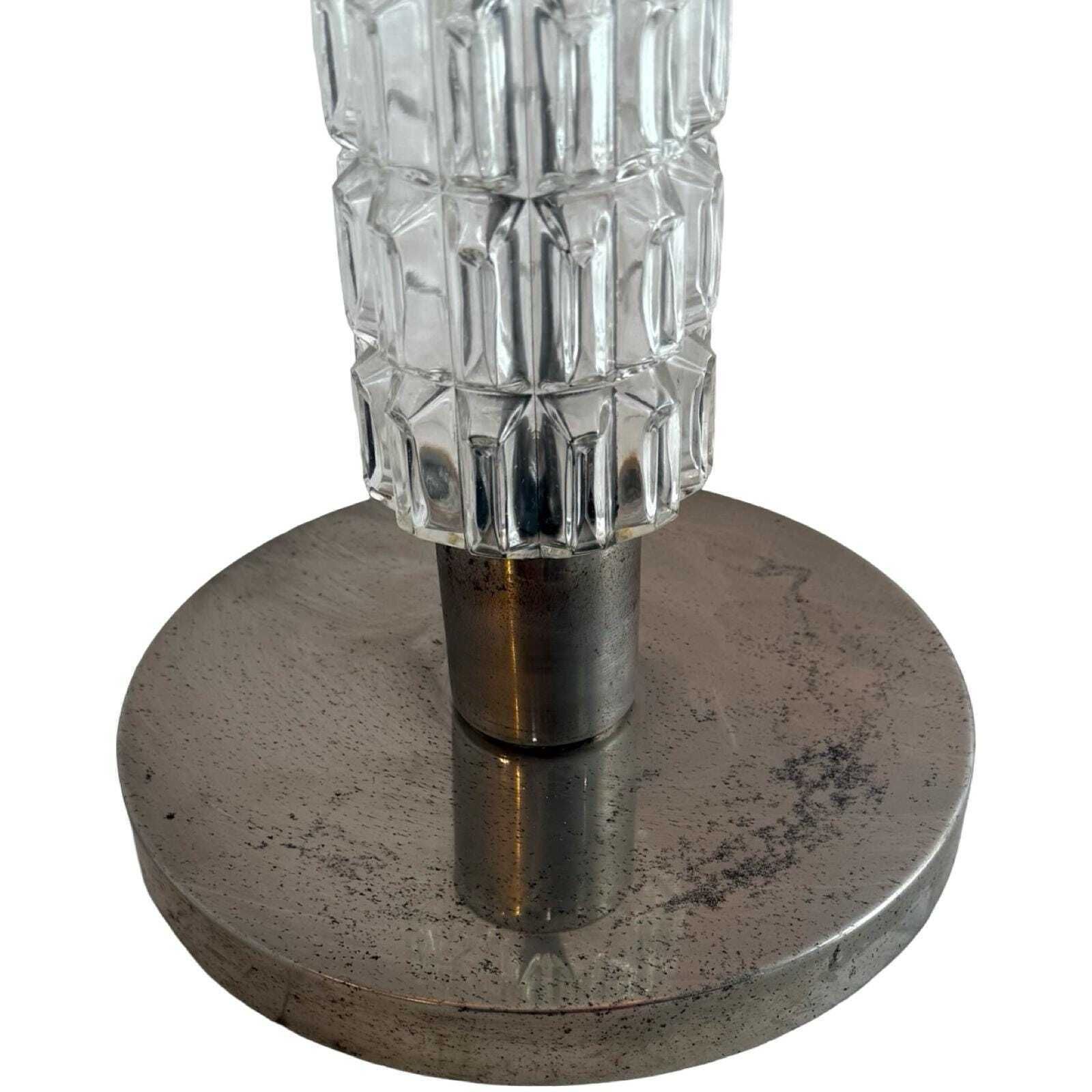 Richard Essig   Floor Lamp   Space Age Design   Crystal Glass, Chrome And Fabric Covered Shade photo buy