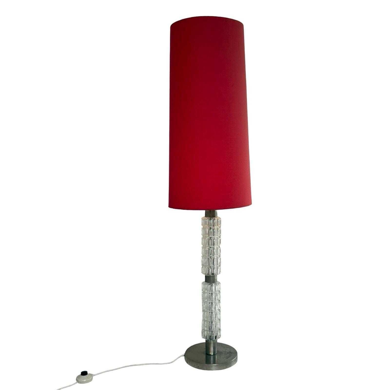 Richard Essig   Floor Lamp   Space Age Design   Crystal Glass, Chrome And Fabric Covered Shade photo vintage