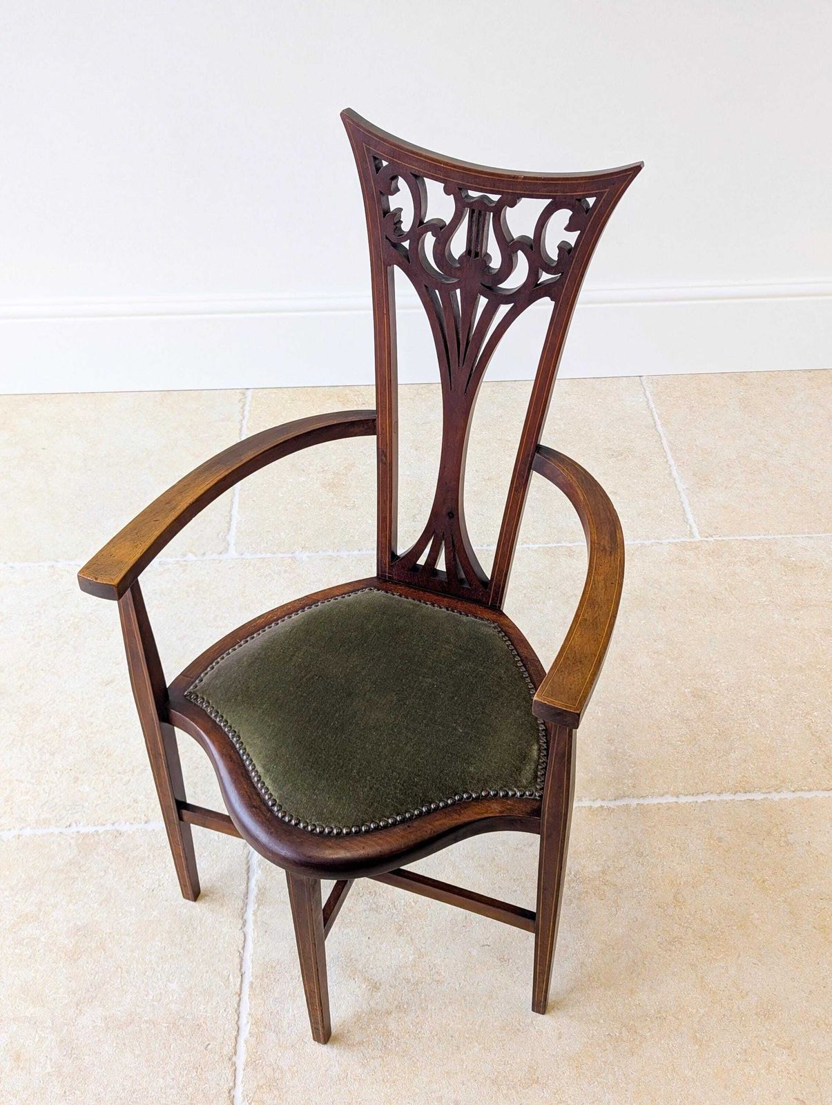 Antique Edwardian Mahogany Elbow Chair C.1910 photo for sale