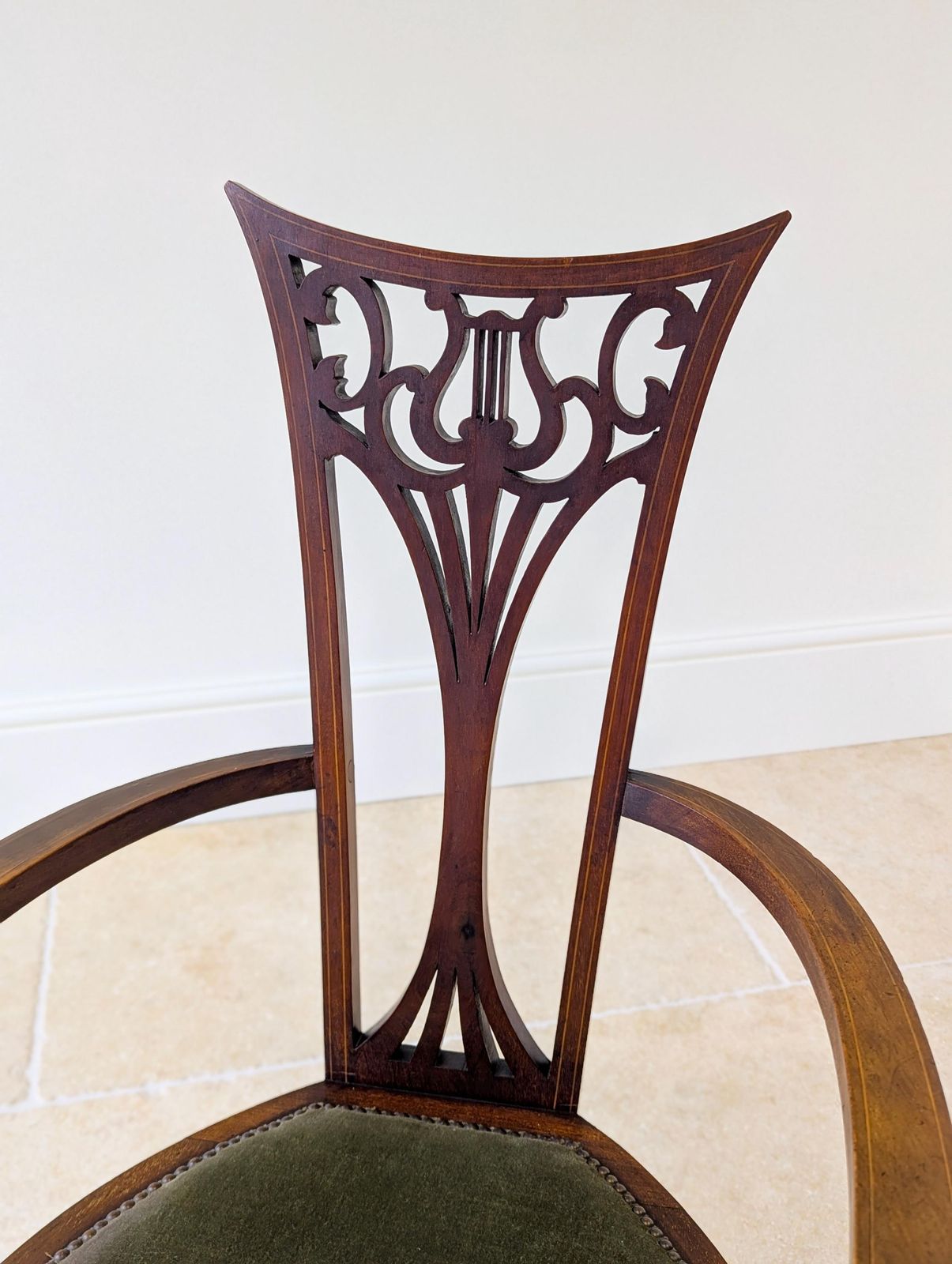 Antique Edwardian Mahogany Elbow Chair C.1910 photo vintage