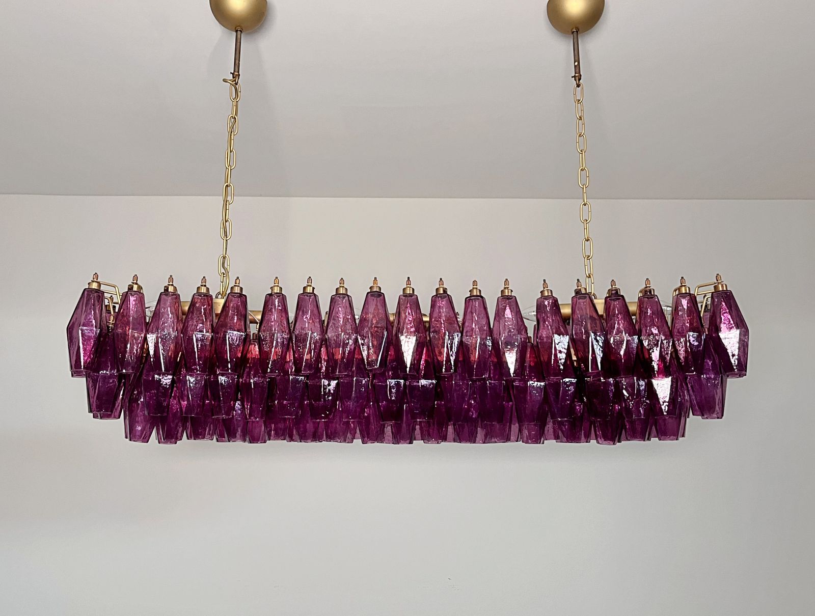 Elegant Murano Poliedri Chandelier   Carlo Scarpa   138 Amethyst Glasses photo 2990.0