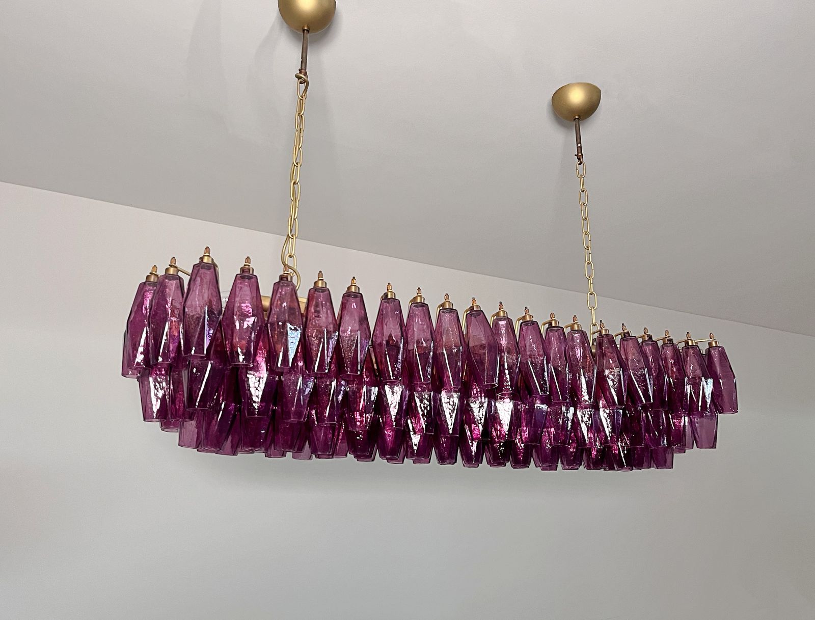 Elegant Murano Poliedri Chandelier   Carlo Scarpa   138 Amethyst Glasses photo vintage