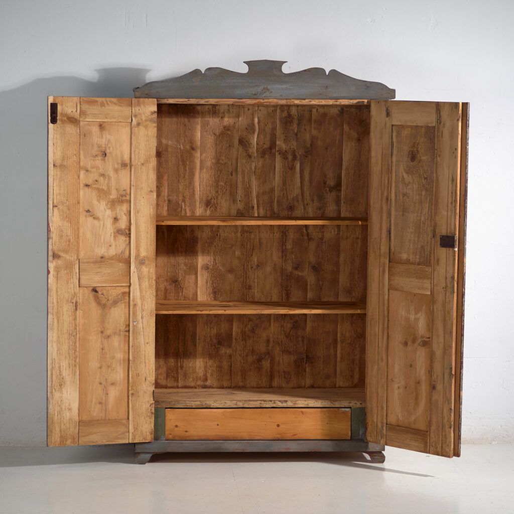 photo furniture Rustic Painted Wooden Wardrobe, Central Europe, Circa 1900–1920