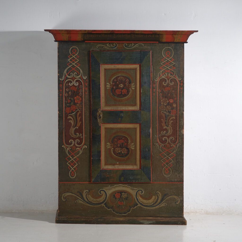 Folk Art Painted Cabinet, Central Europe, Dated 1814 photo furniture