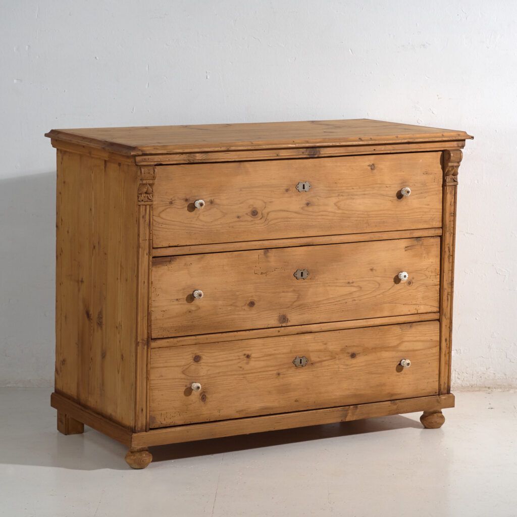 Antique Pine Wood Chest Of Drawers (C.1920) #116