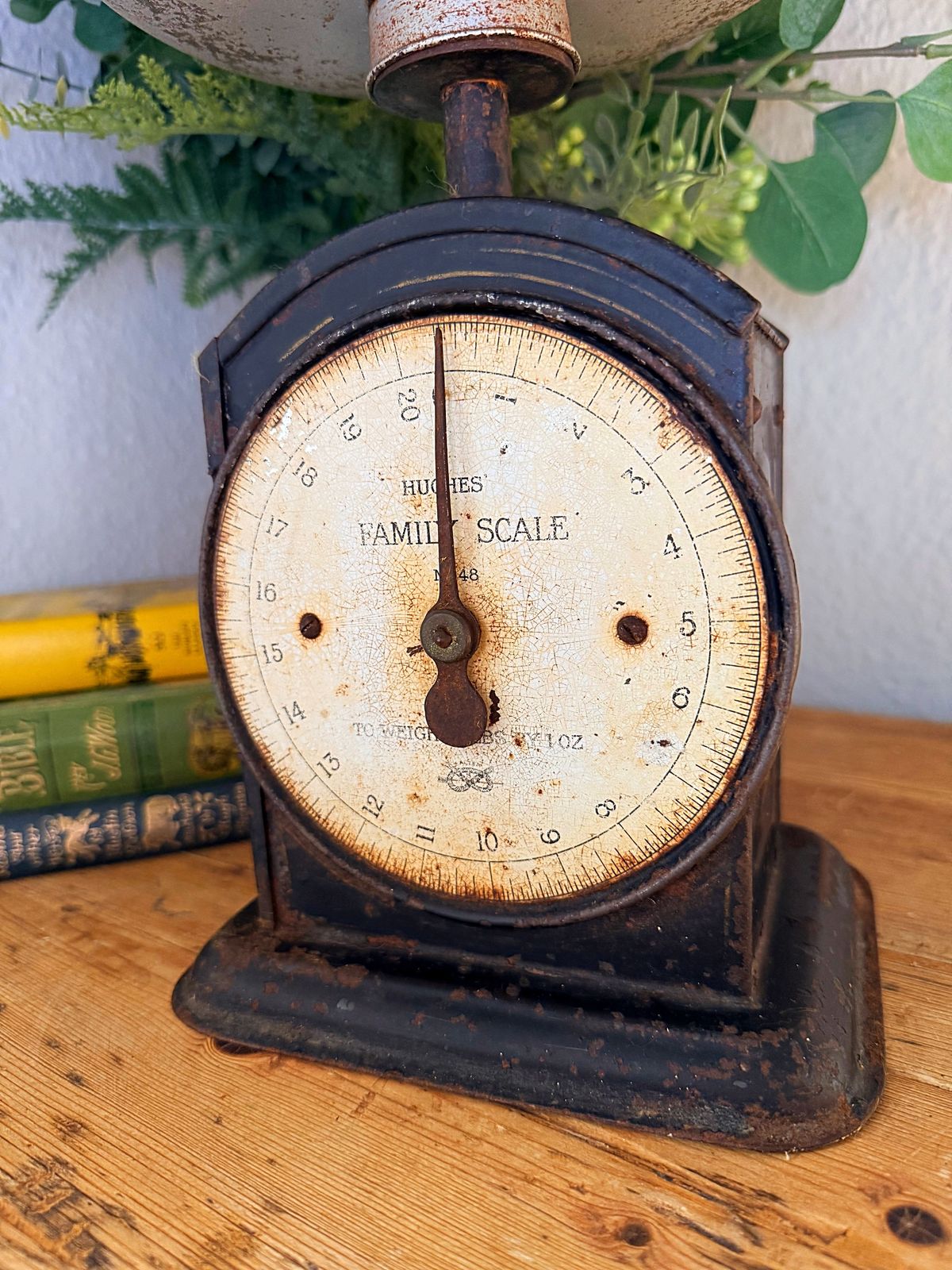 Early 20th Century Salter Hughes Kitchen Scales – Rustic Farmhouse Decor With Striking Authentic Patina photo vintage