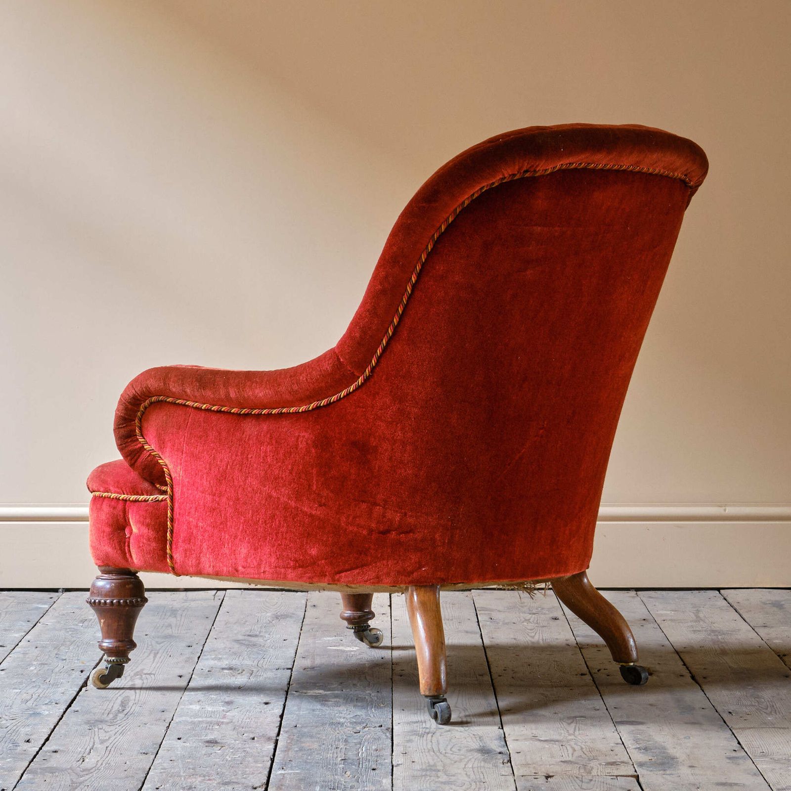 19th Century Red Velvet Iron Back Armchair photo buy