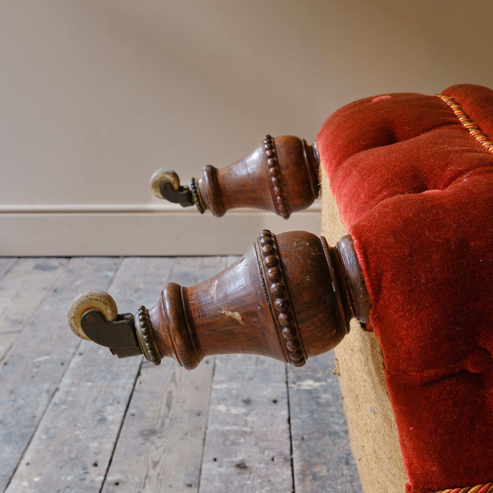 photo for sale 19th Century Red Velvet Iron Back Armchair