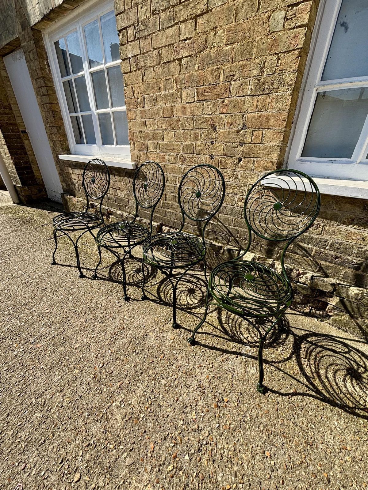 photo furniture Set Of Four Early Victorian Spiral Iron Garden Chairs C.1840–1860