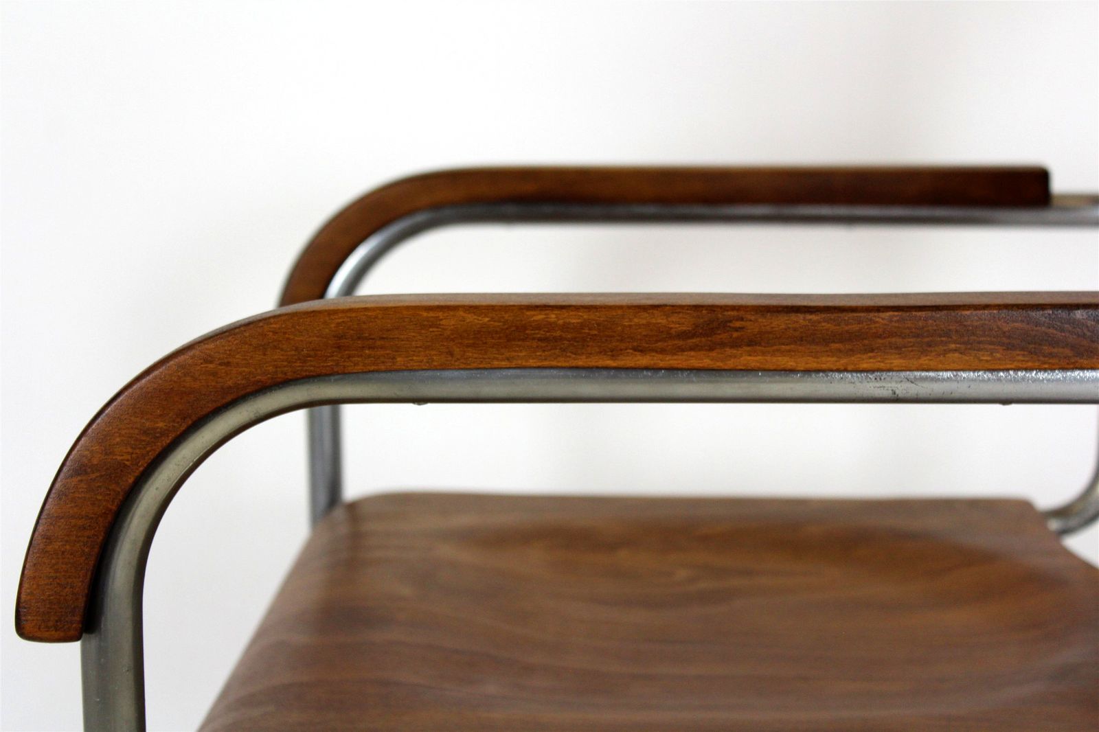 1800.0 Restored Bauhaus B34 Cantilever Chair In Plywood & Chrome By Marcel Breuer, Early 1930s photo