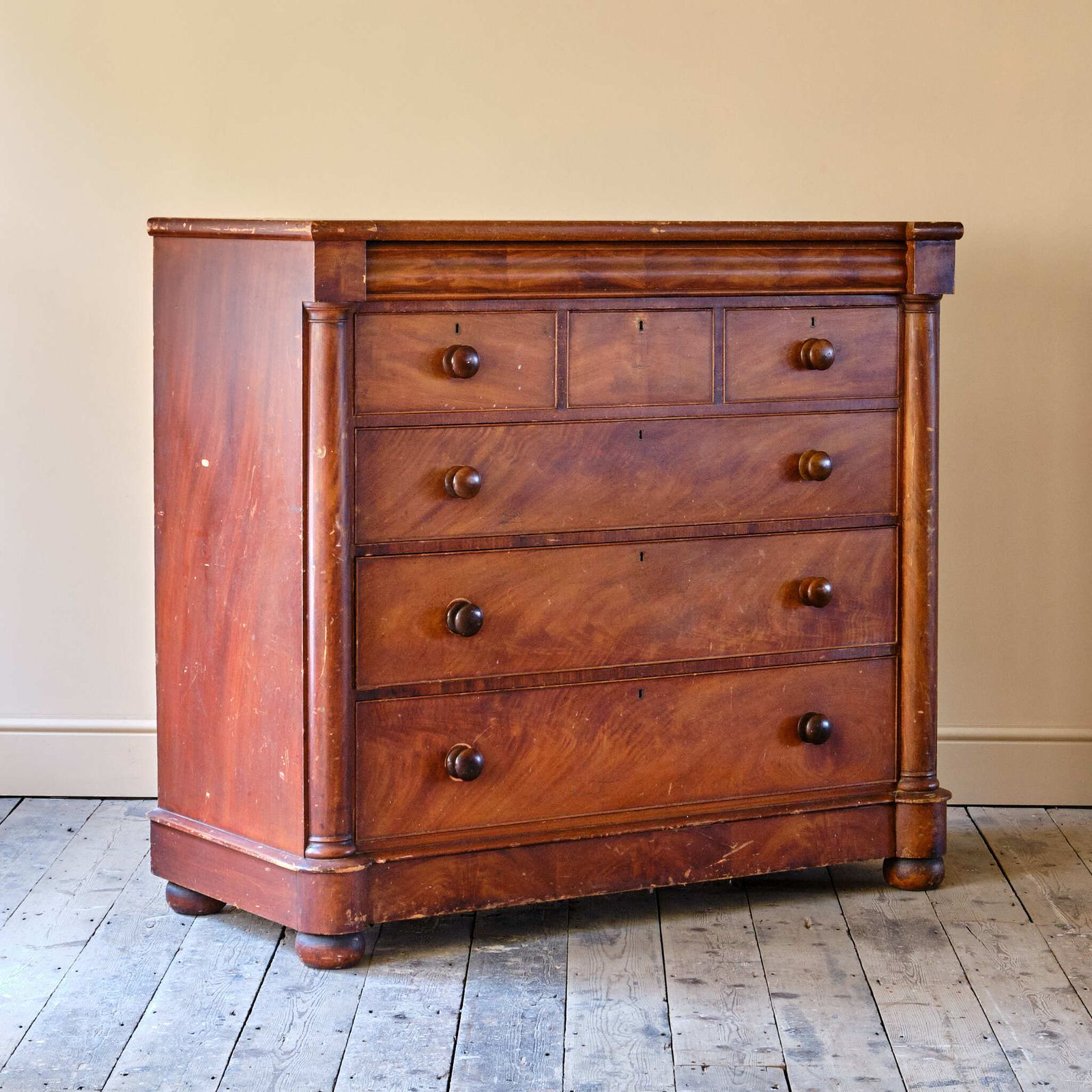Large Scottish Pine Chest Of Drawers In Original Paint photo for sale