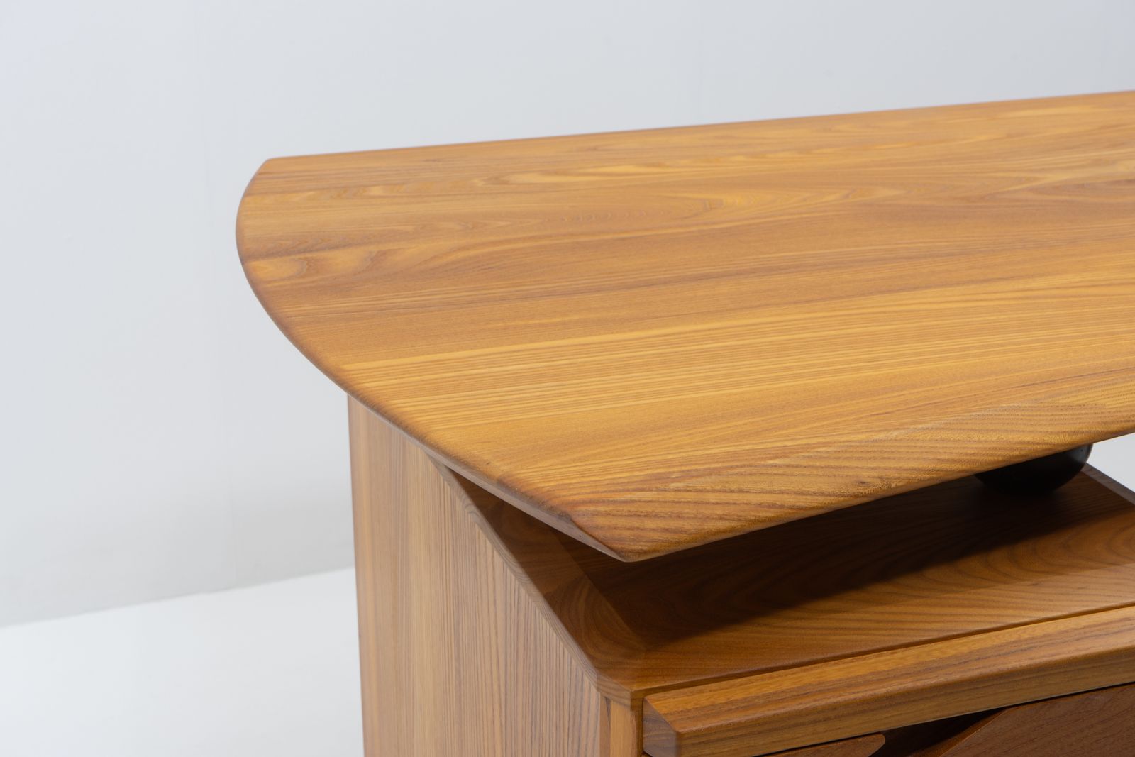 Curved Desk In Elm Produced By Seltz, France 1980s photo 7500.0