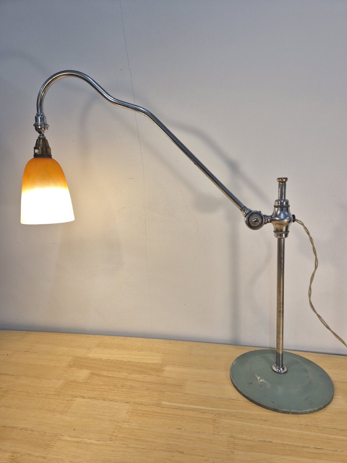 photo furniture Original 1920s Supreme Adapt O Lite Table Lamp With Period Thomas Schneider Glass Shade