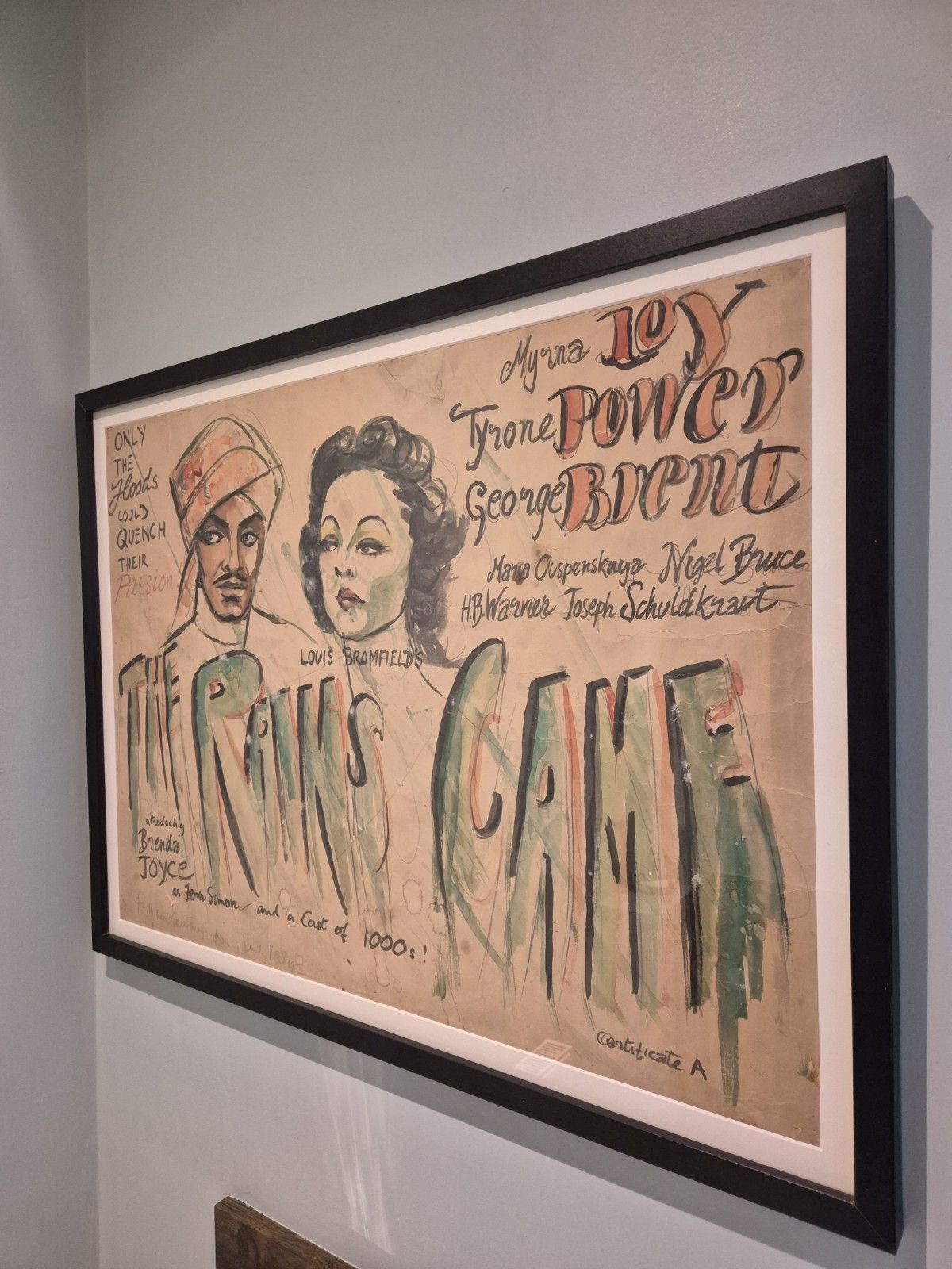 Original And Unique 1939  "The Rains Came" Film Poster Proof Signed And Framed