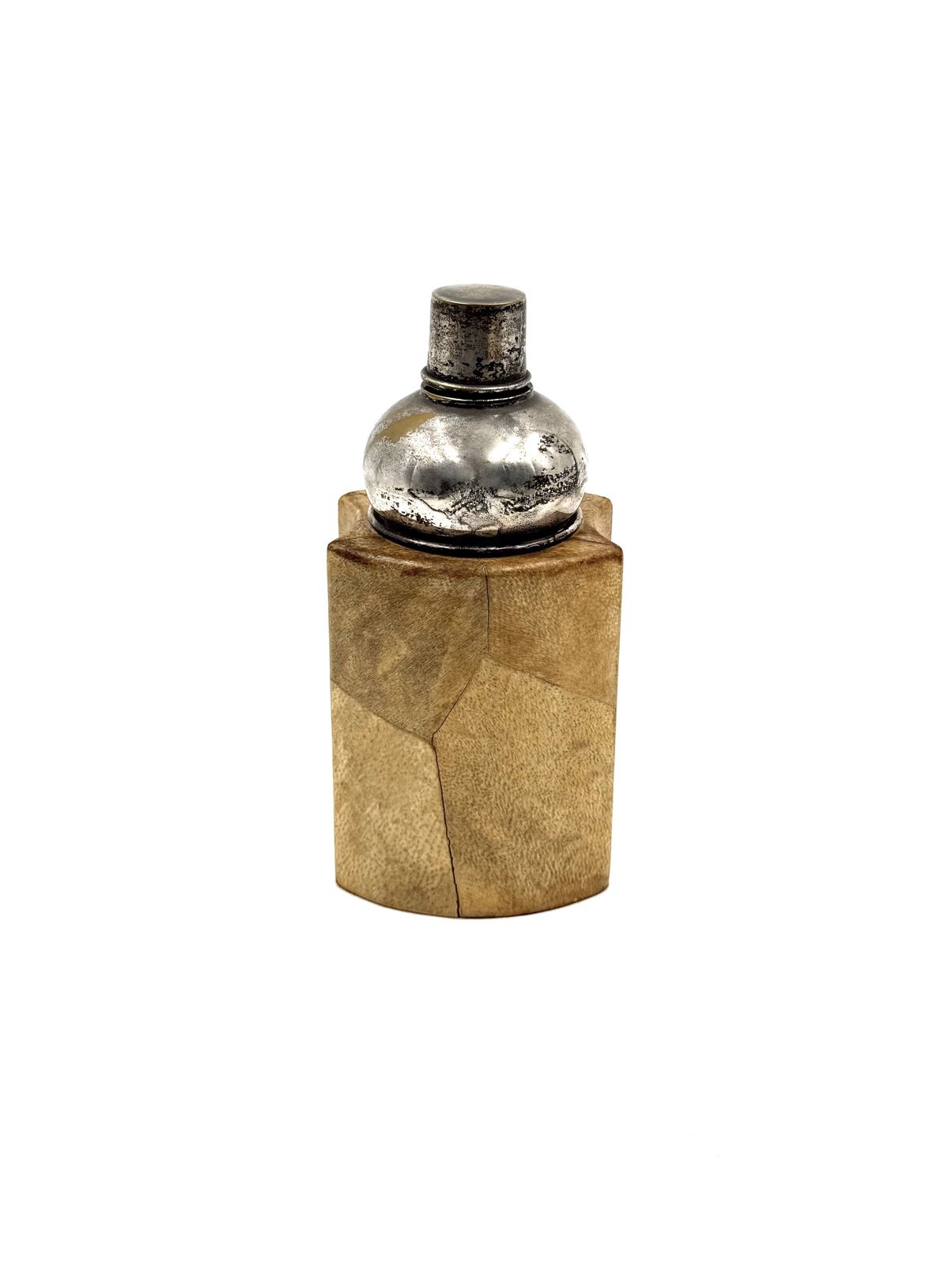 Mid Century Cream Parchment Cocktail Shaker, Aldo Tura Italy 1950s photo vintage