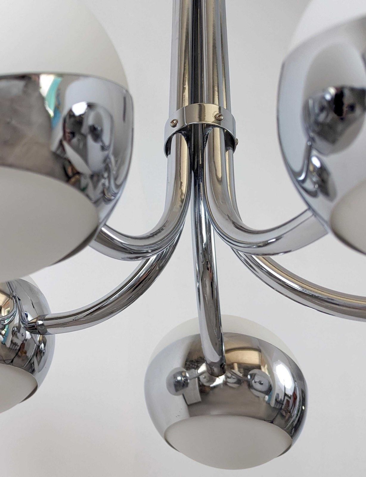 Stilnovo Chrome Chandelier With Crystal Spheres, Italy, 1960s. photo for sale