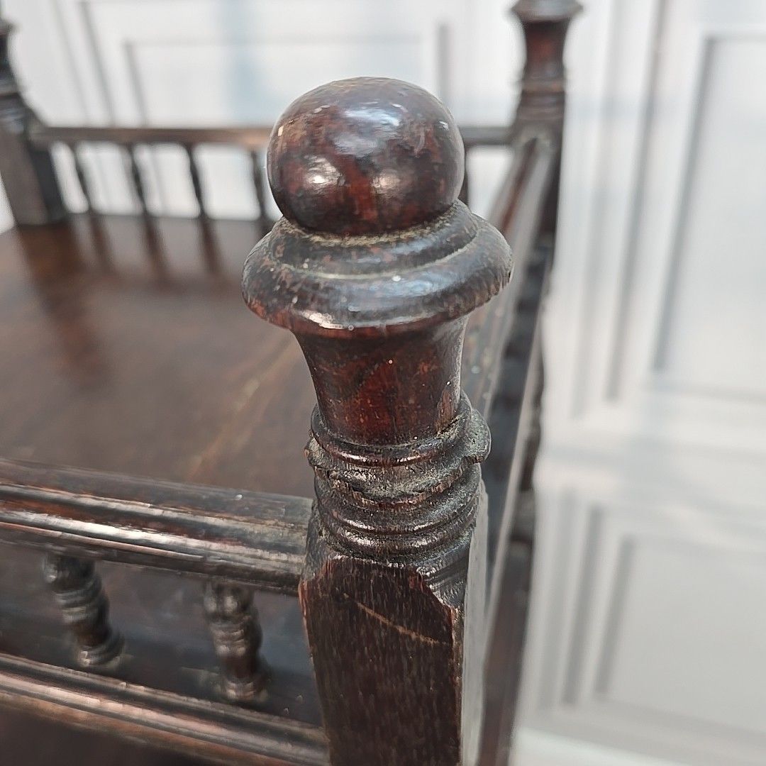photo vintage Antique Whatnot Cabinet Mahogany 2 Tier Bedside Nightstand Drawer Cupboard