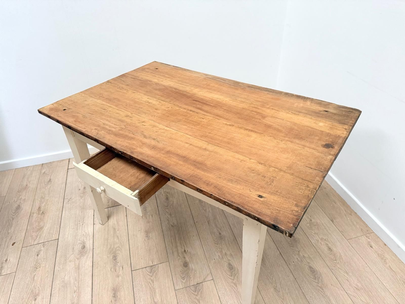 Vintage French  Pine Farmhouse Table One Drawer  Delivery Available 0262.