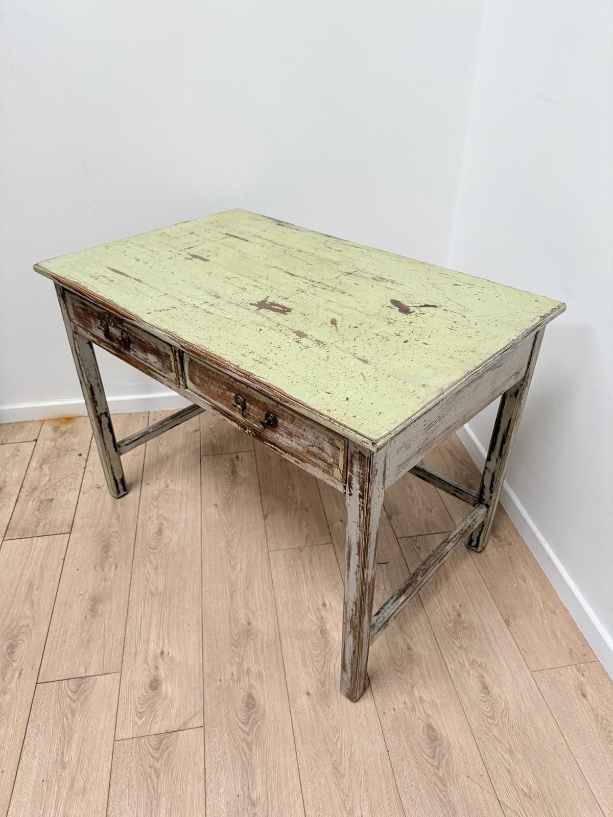 Vintage French Painted Pine Farmhouse Table 2 Drawer  Delivery Available 0263. photo vinterior