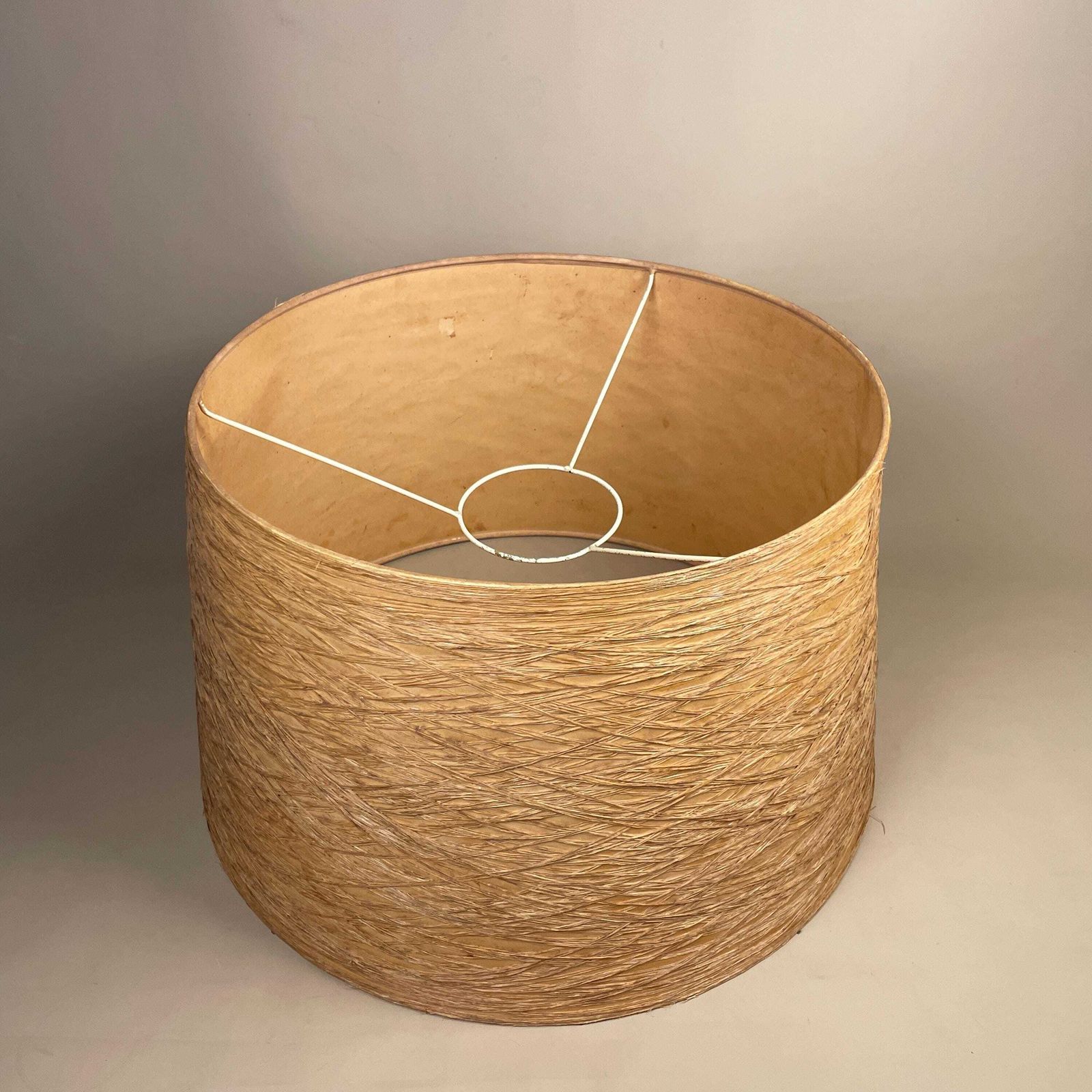 Natural Textured Shade Lampshade Large Drum Beige Neutral Lamp Shade Bedroom Living Room Earthy Warm Tones Straw Beige Cylinder photo 79.0